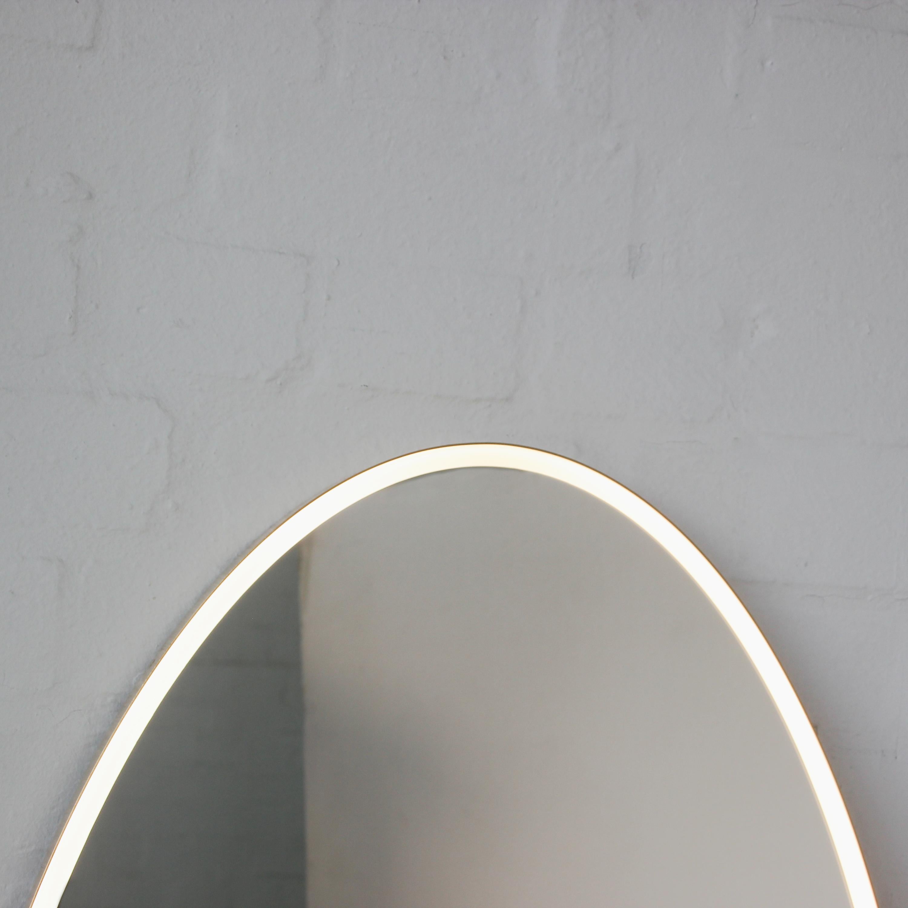 Specchio Ovalis Oval Front Illuminated Contemporary con cornice in ottone, XL in vendita 4