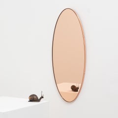 In Stock Ovalis Oval Shaped Rose Gold Mirror with Copper Frame, Small