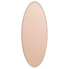 Ovalis Oval Shaped Rose Gold Mirror with Copper Frame, Small, in Stock