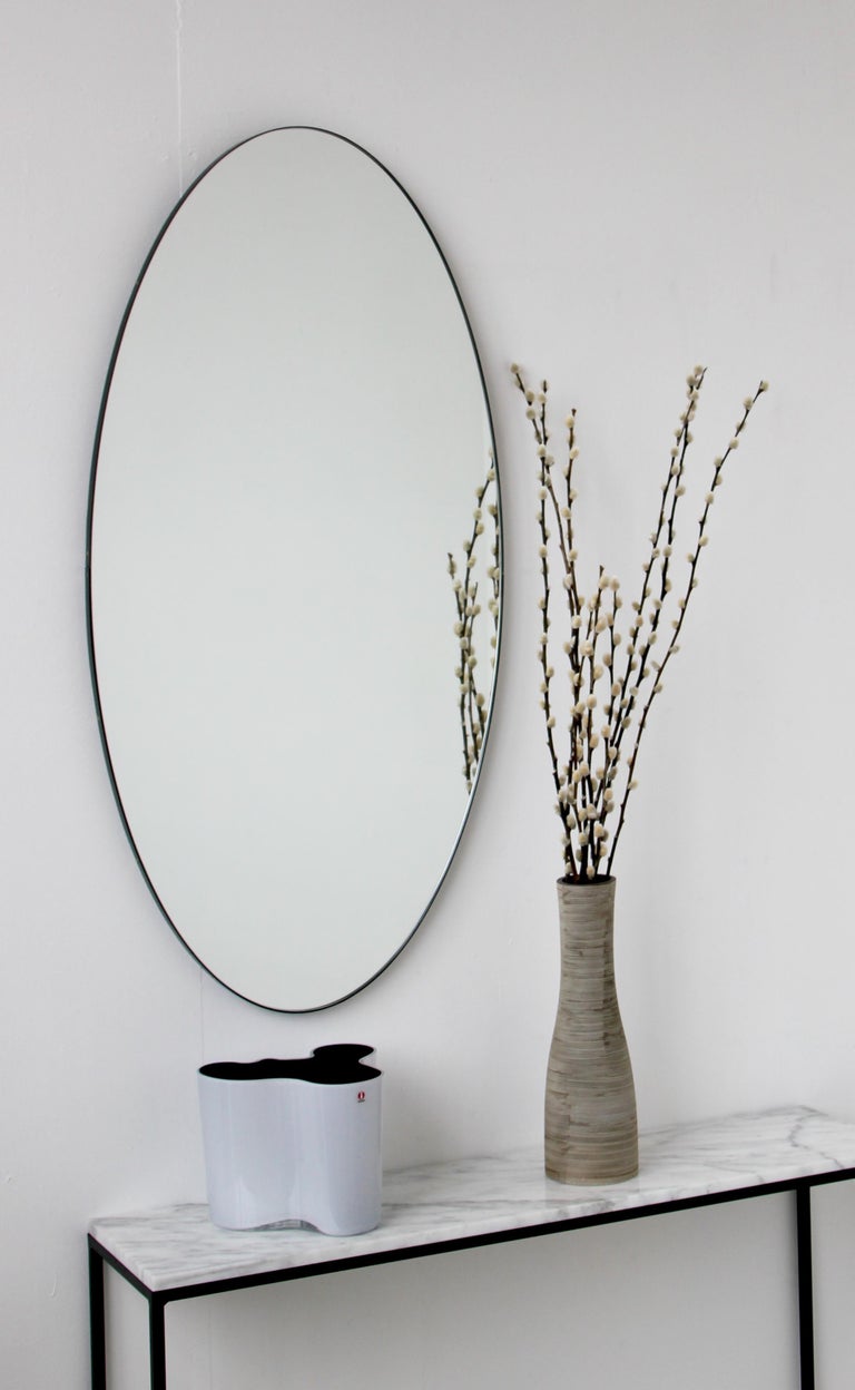 Ovalis Oval Contemporary Bespoke Mirror with Black Frame, Oversized For
