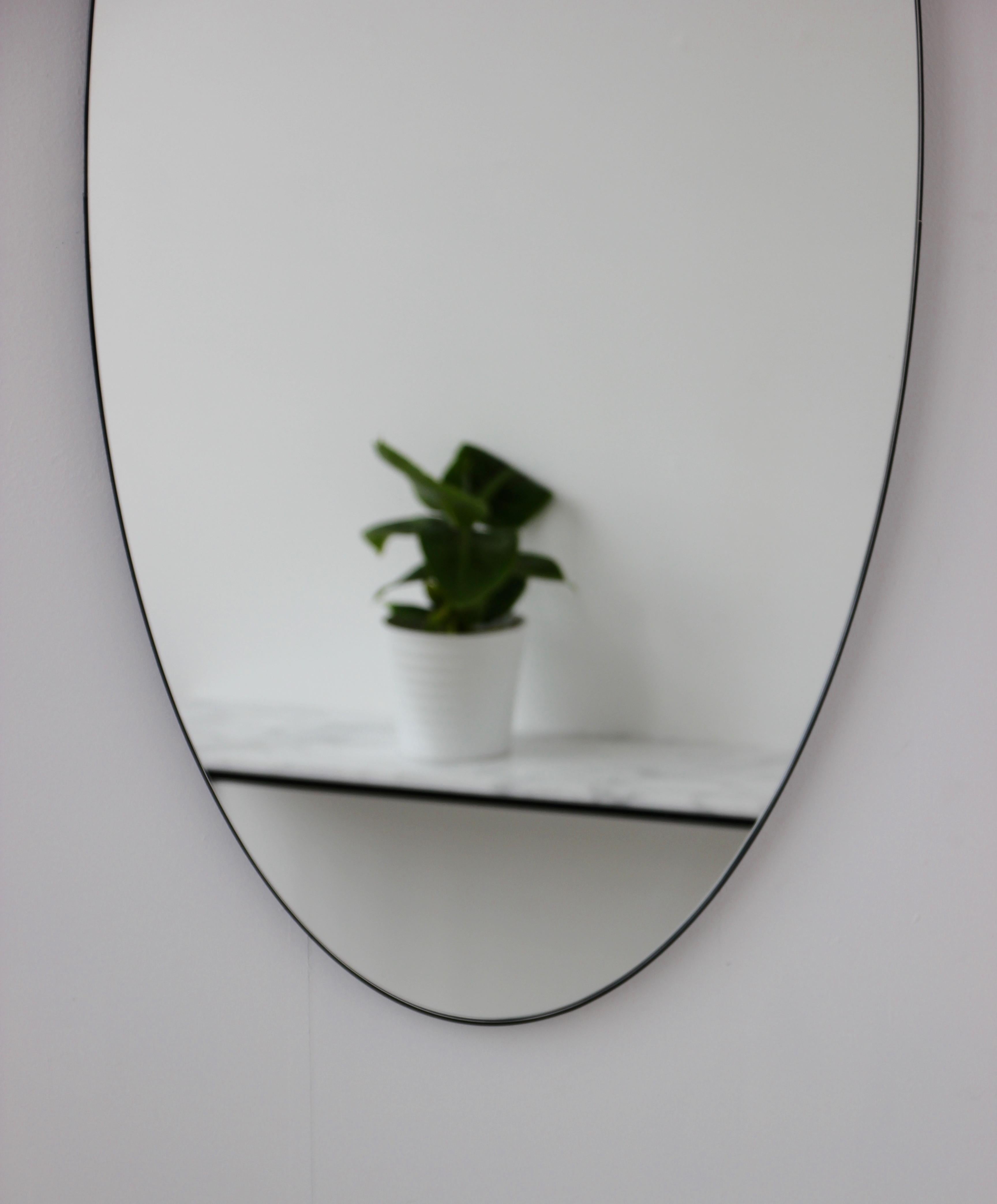 Contemporary Ovalis Oval Modern Handcrafted Mirror with Black Frame, Medium For Sale