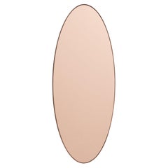 Ovalis Zeitgenössischer Ovalis-Spiegel in ovaler Form aus Roségold mit Kupferrahmen, Medium