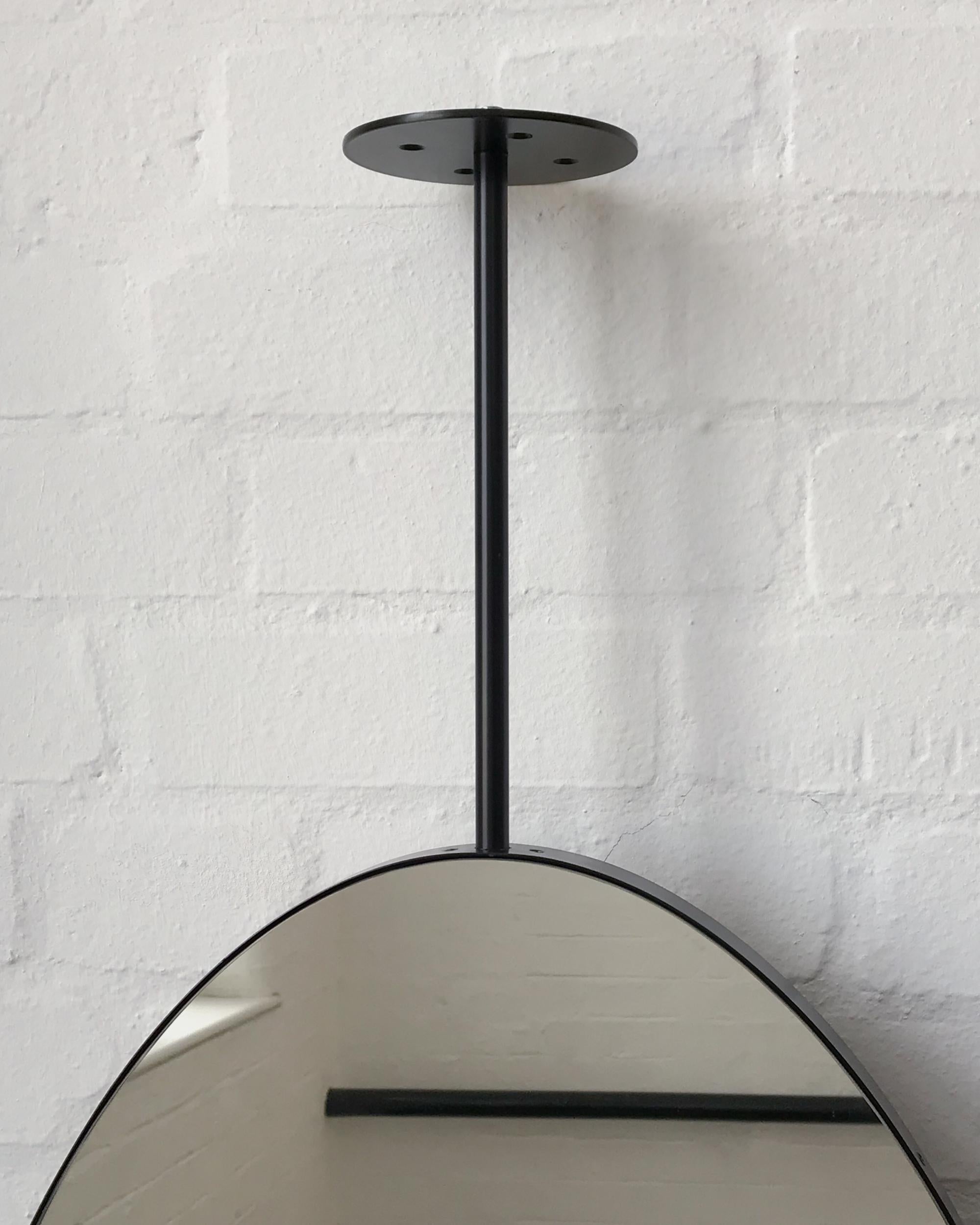 Ovalis Ceiling Suspended Oval Shaped Mirror with Matte Black Frame In New Condition For Sale In London, GB