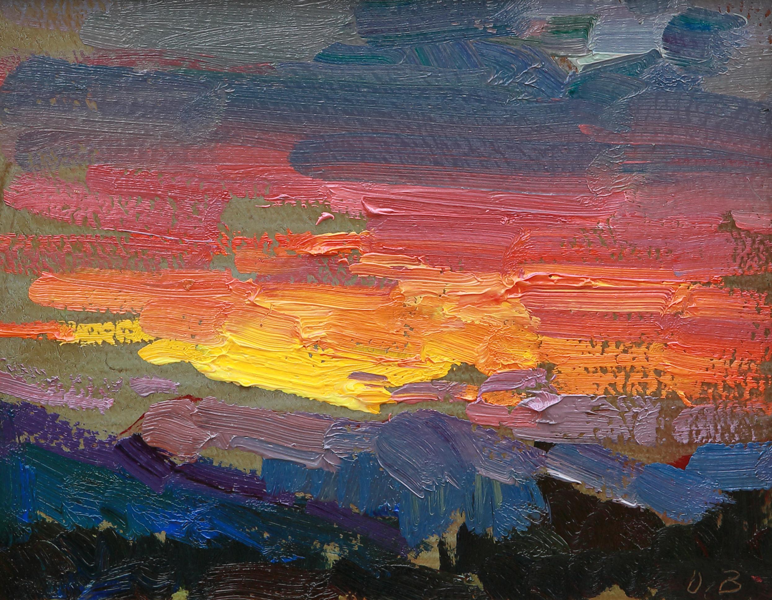 Tramonto tardivo - Painting Impressionismo di Ovanes Berberian