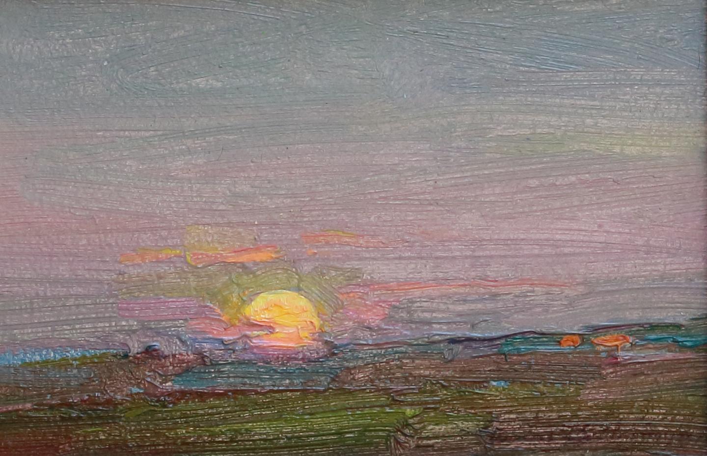 Moonrise - Impressionist Painting by Ovanes Berberian