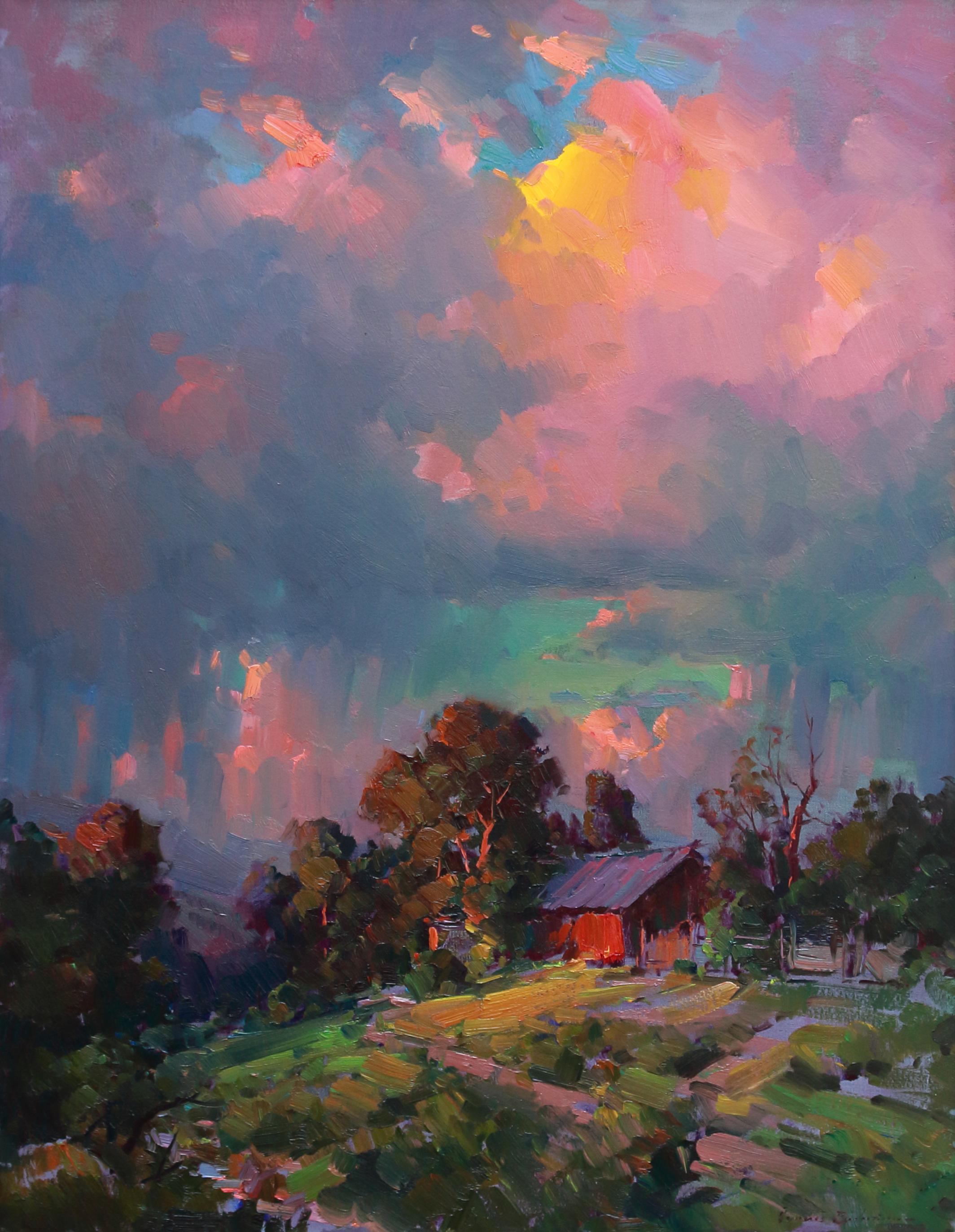 Sunset After The Storm - Impressionist Painting by Ovanes Berberian