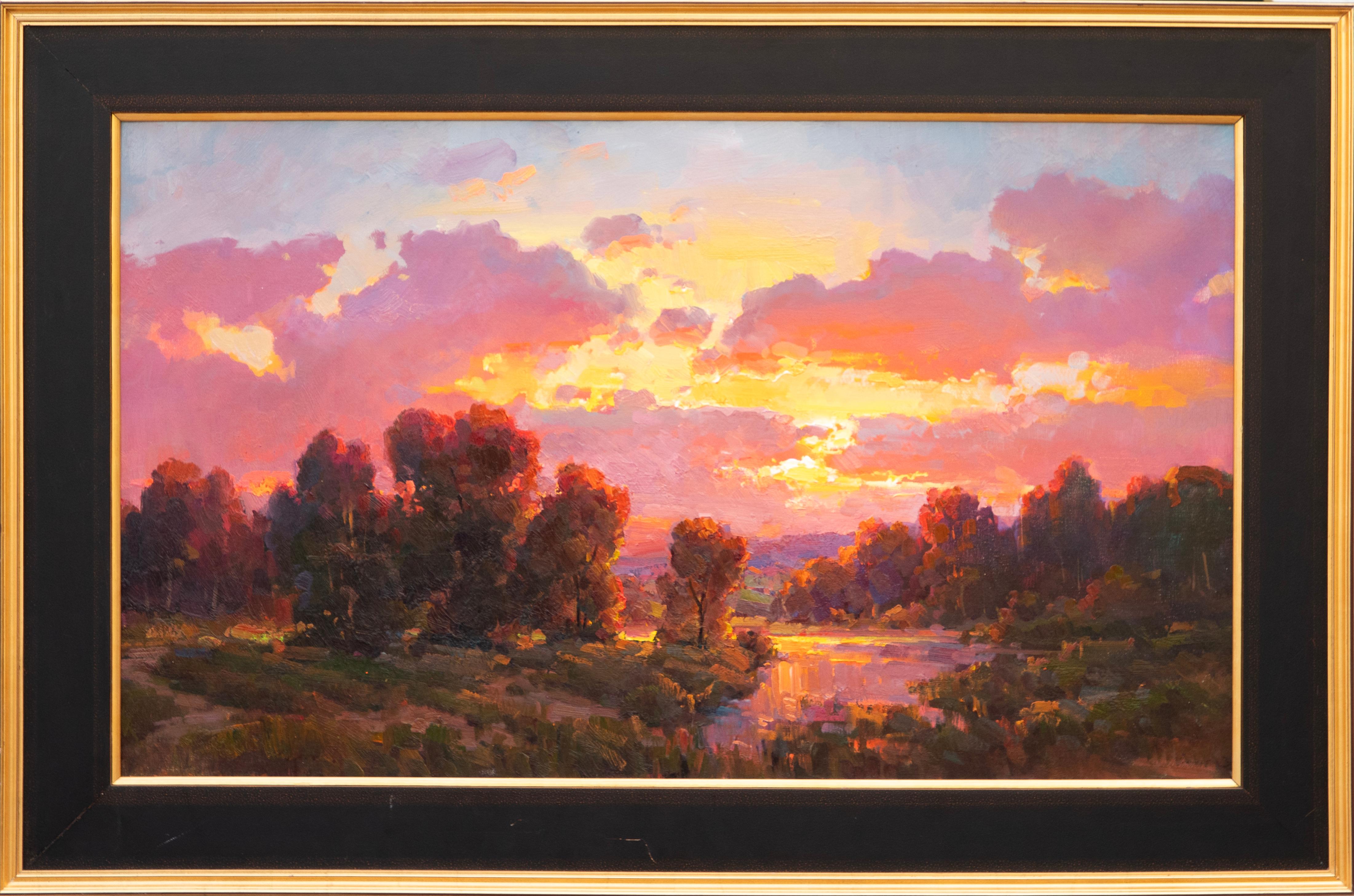Landscape Painting Ovanes Berberian - Coucher de soleil en Idaho