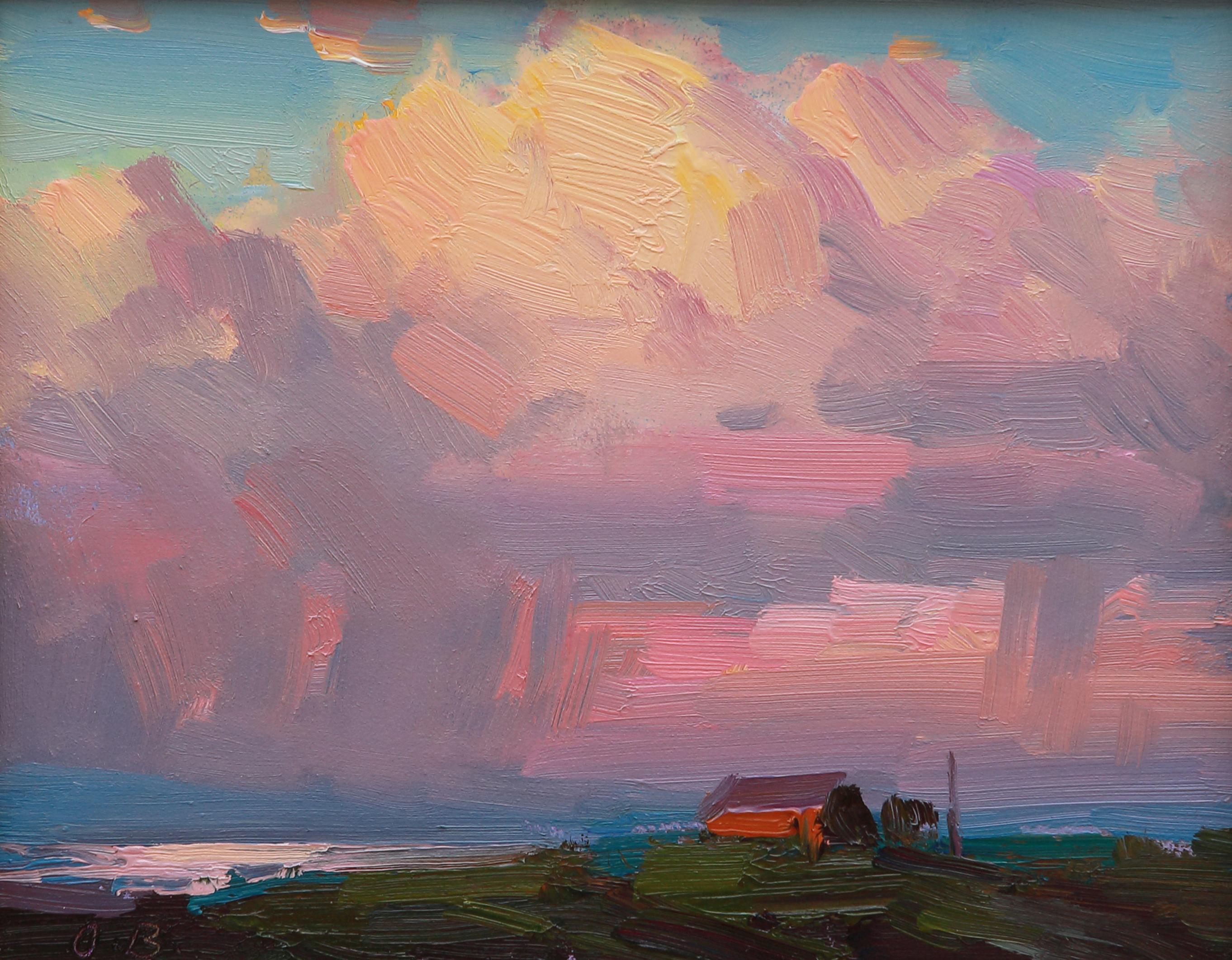 Nuvola temporalesca al tramonto - Painting Impressionismo di Ovanes Berberian