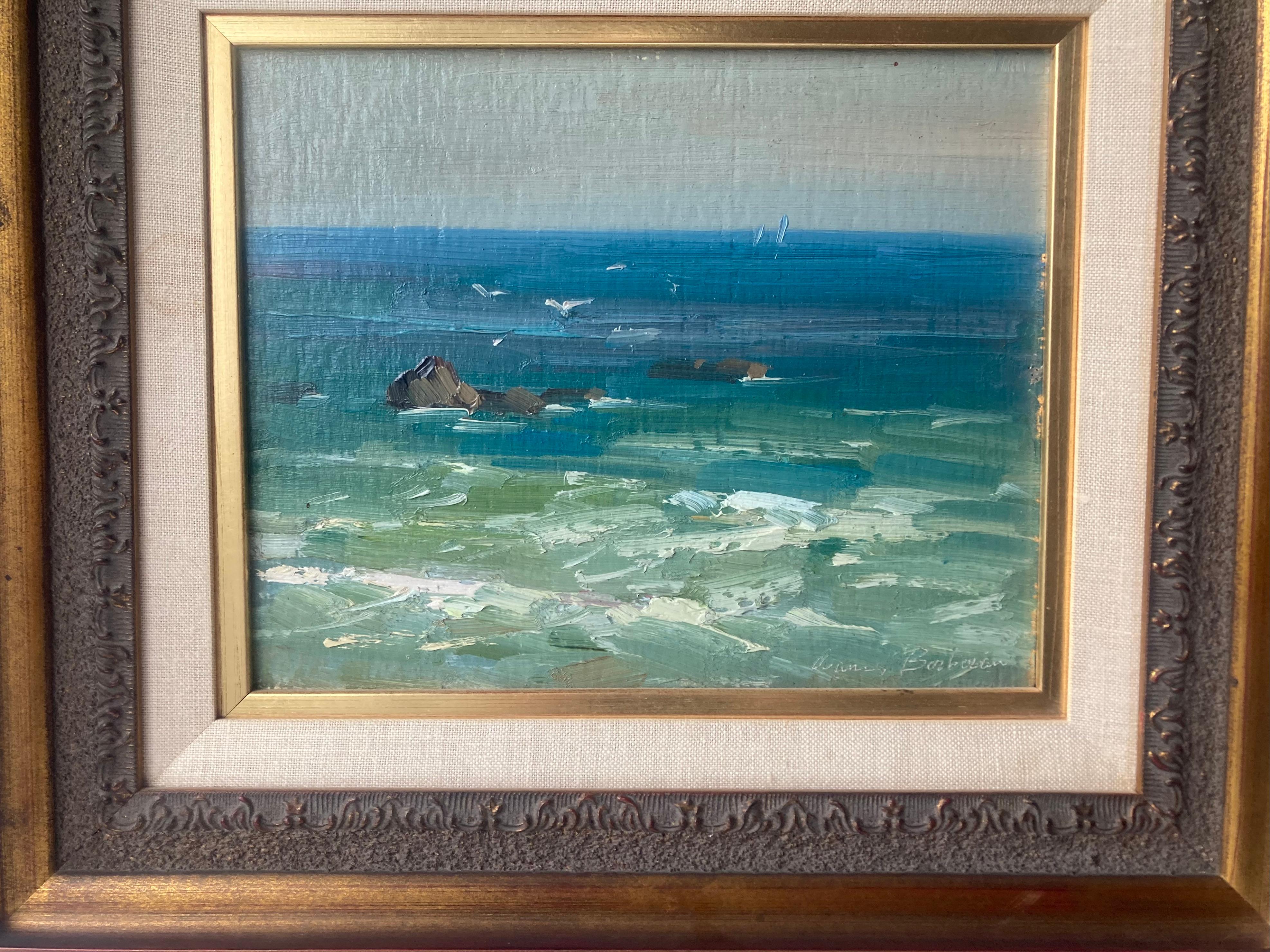 Arminian - Russian artist moved to California and painted many beautiful small paintings , landscapes and seascapes also still life . This painting measures 8 x 10 , signed in white inscription LR as shown .