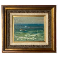 Retro Ovanes Berberian seascape oil painting on board plein air .