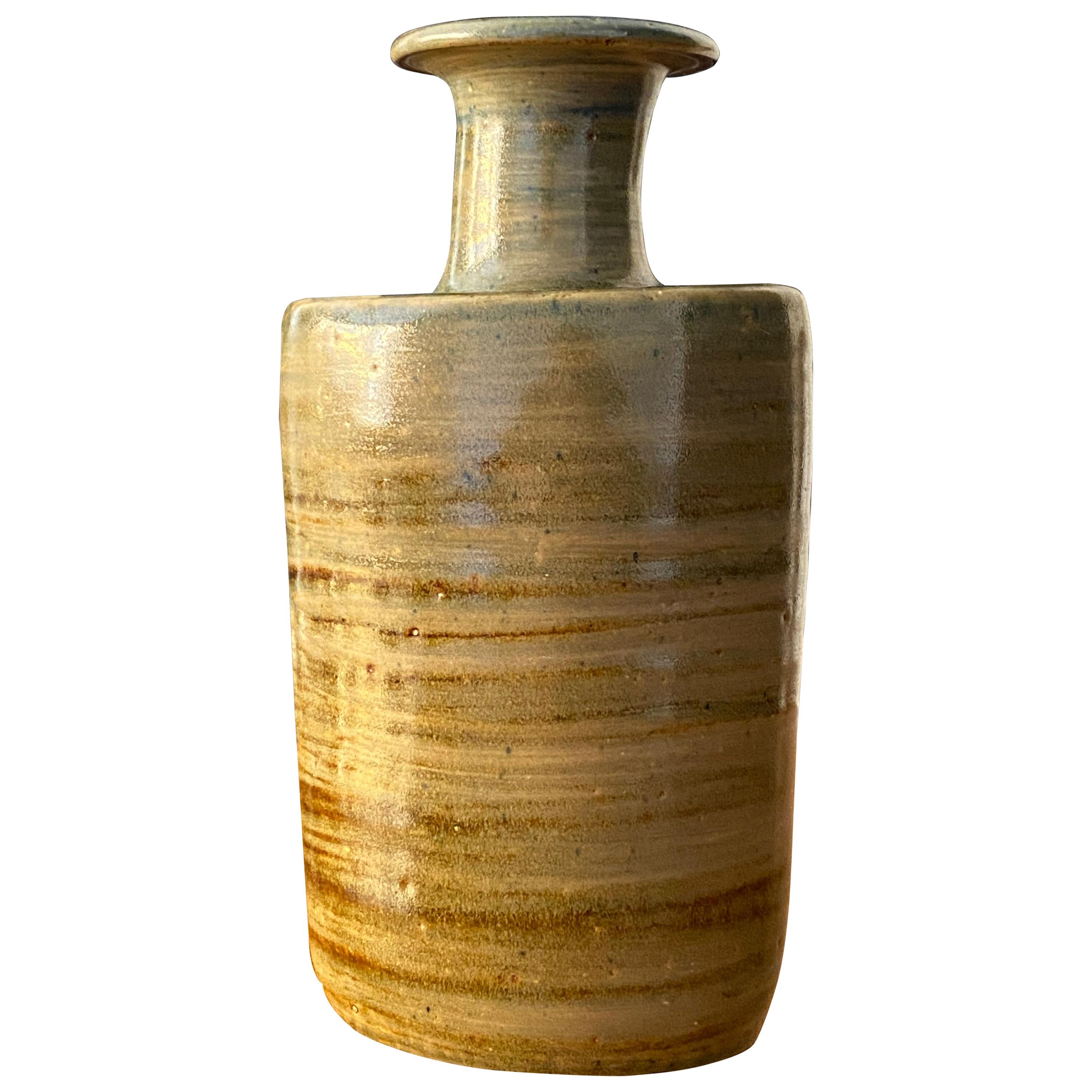 Ovar Nilsson, Stoneware Vase or Flask, Hand-Applied Glaze, Studio of Artist 1970