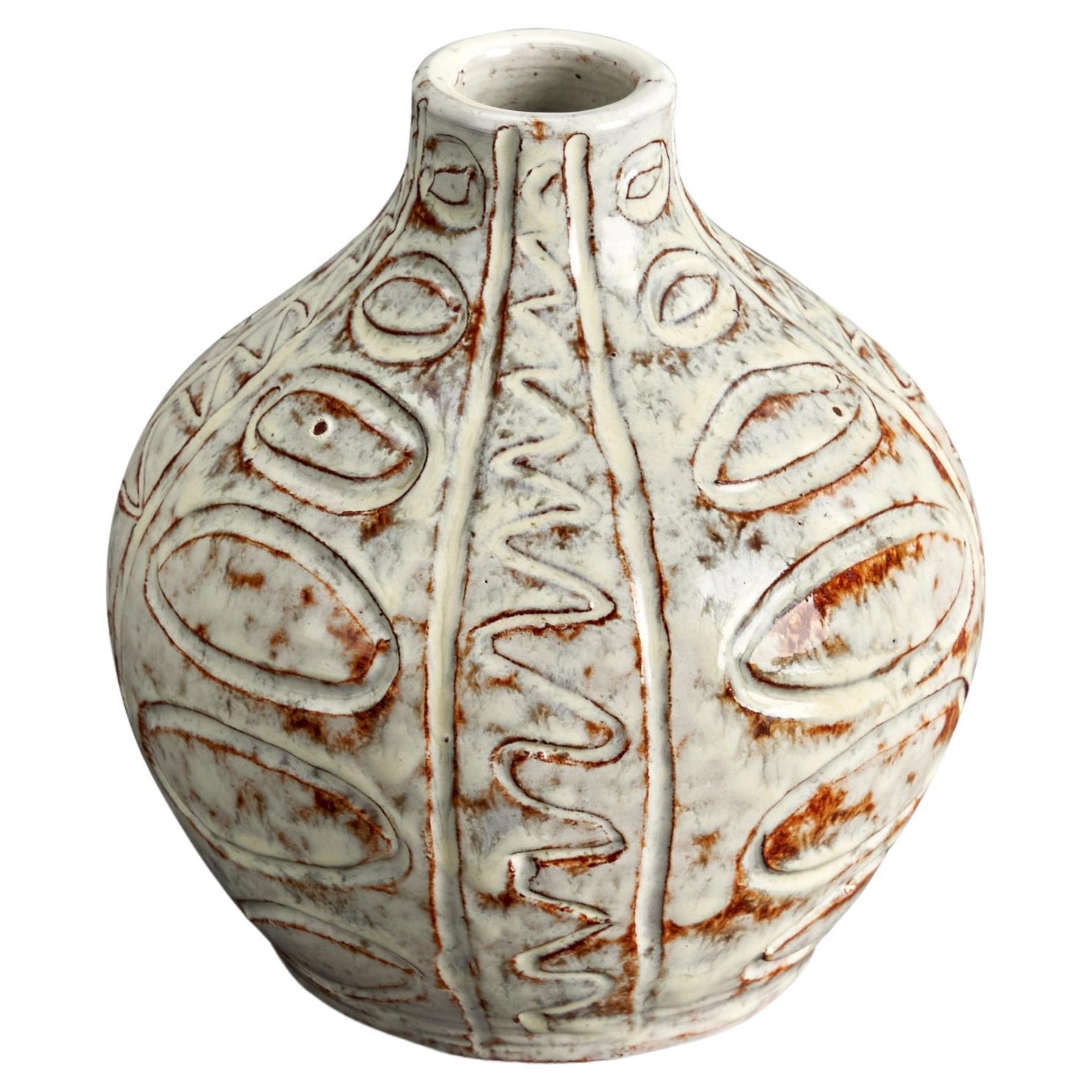 Ovar Nilsson, Vase, White-Glazed Stoneware, Sweden, 1960s For Sale