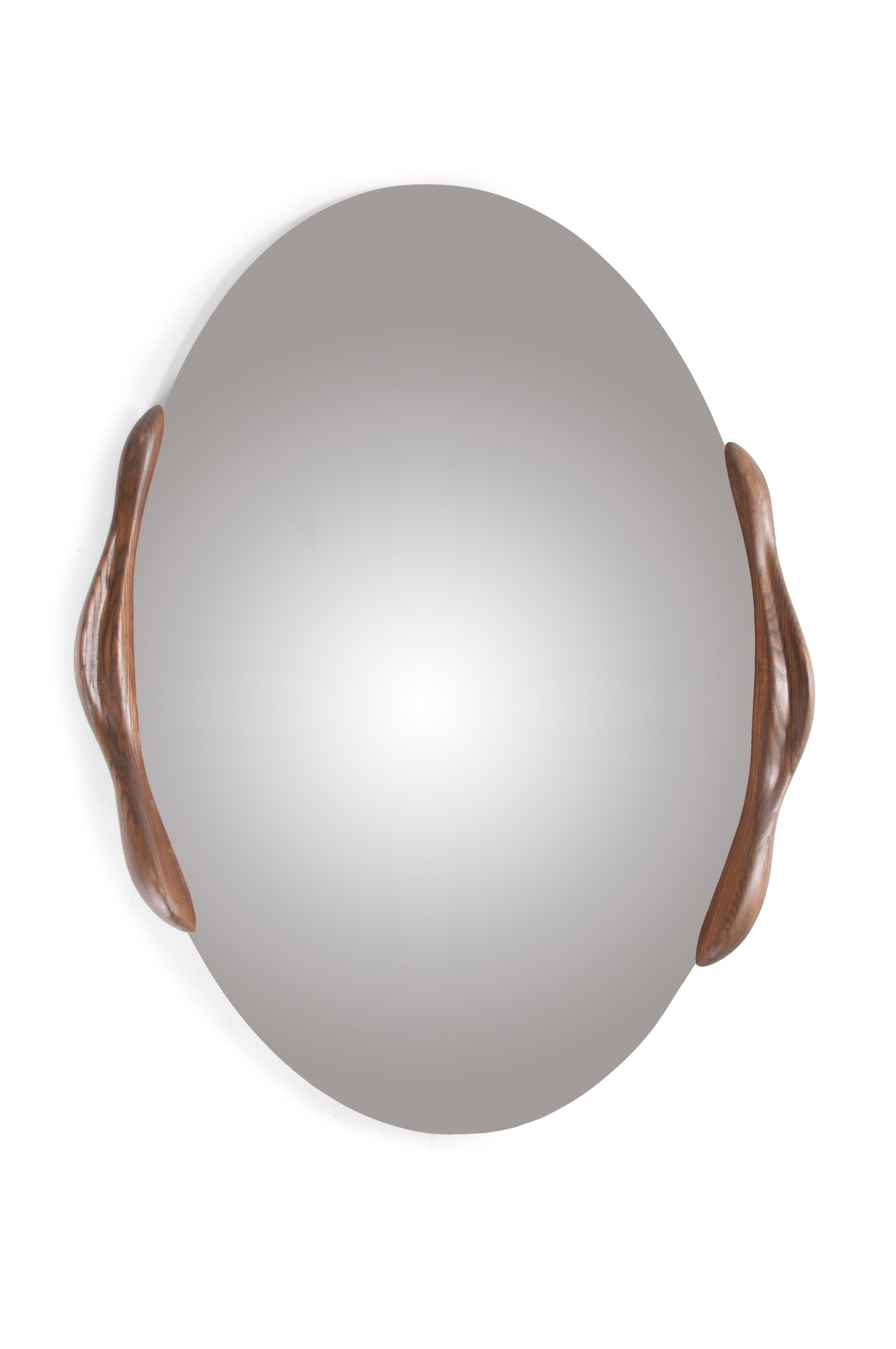 Ovate Mirror Desert Night stain on Ash wood  by Amorph In New Condition For Sale In Los Angeles, CA