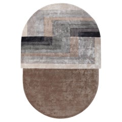 OVATE Hand Tufted Modern Shaped Silk Rug in Taupe Colour By Hands