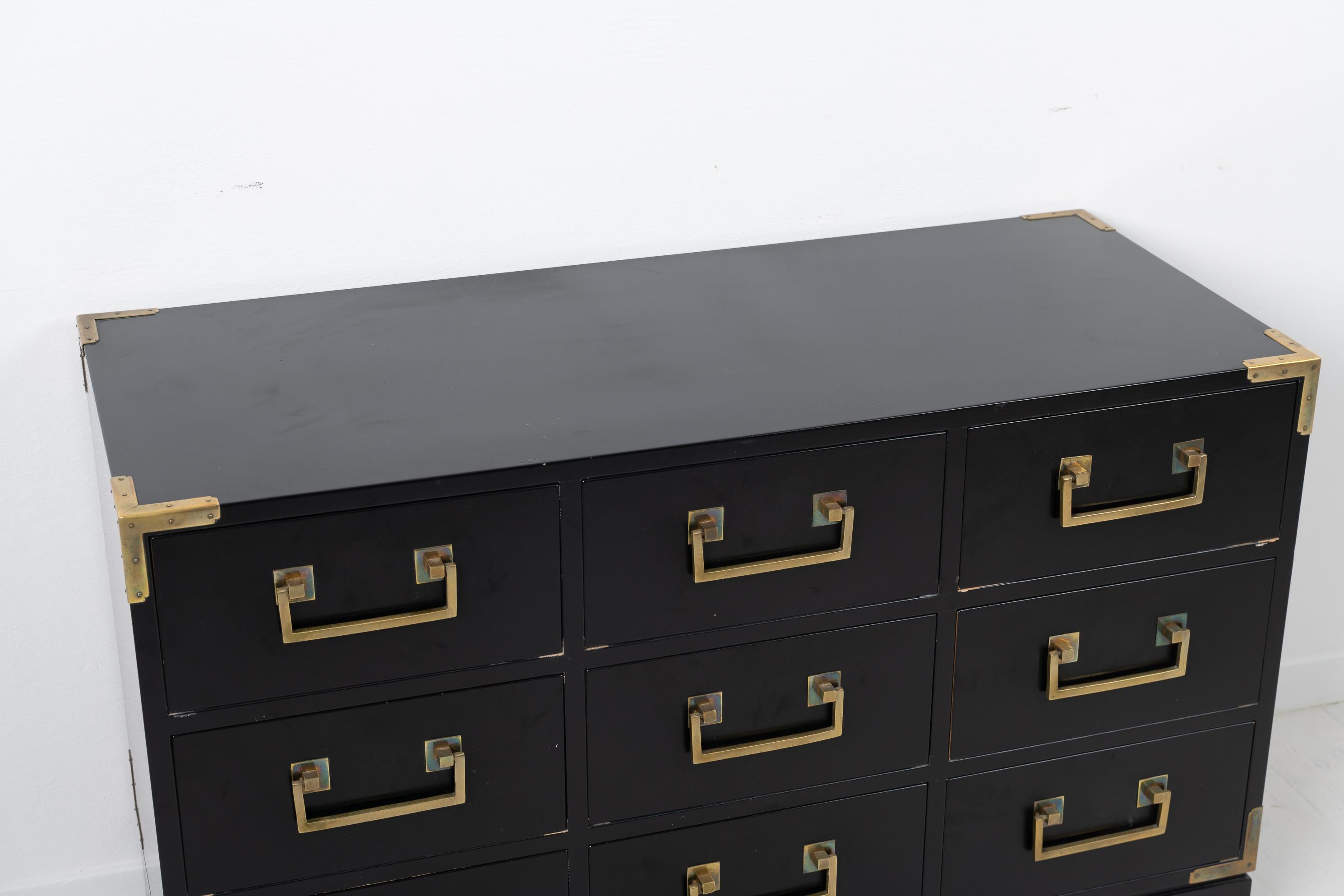 Brass Ove Feuk Black Scandinavian Modern Chest of Drawers For Sale