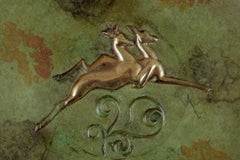 Ove Fritz Rasmussen. Art Deco bronze dish with a motif of deers.