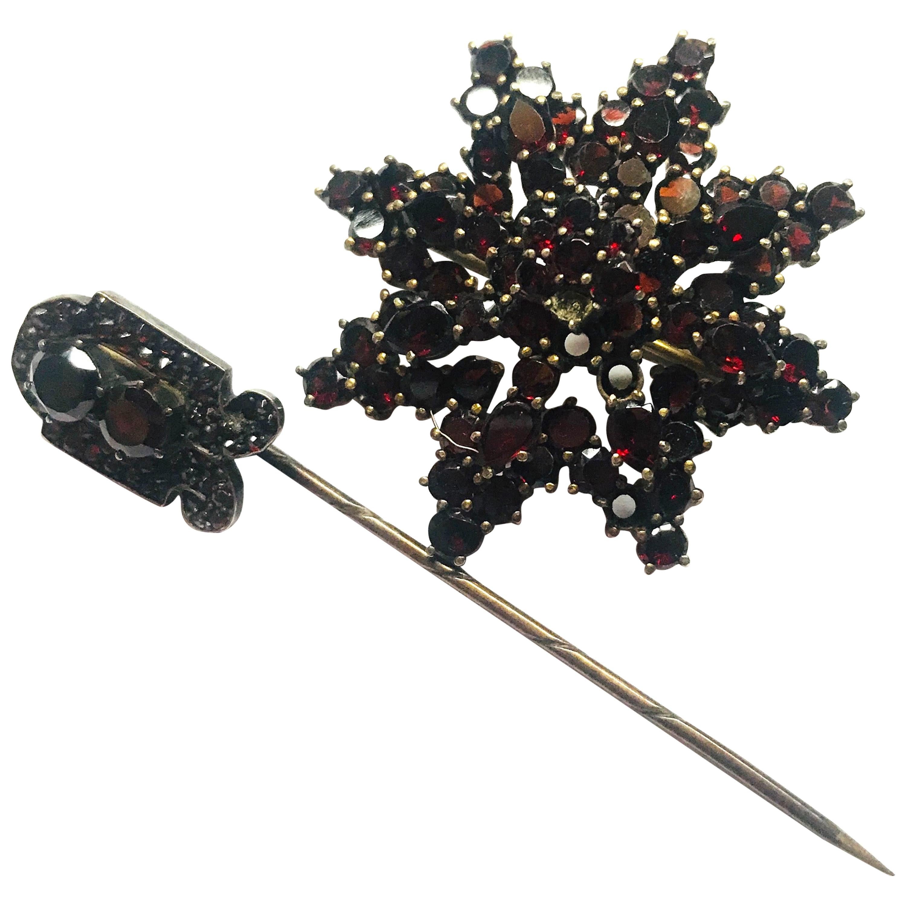 Oveka, 1920s Garnet Pn Set Victorian Era For Sale