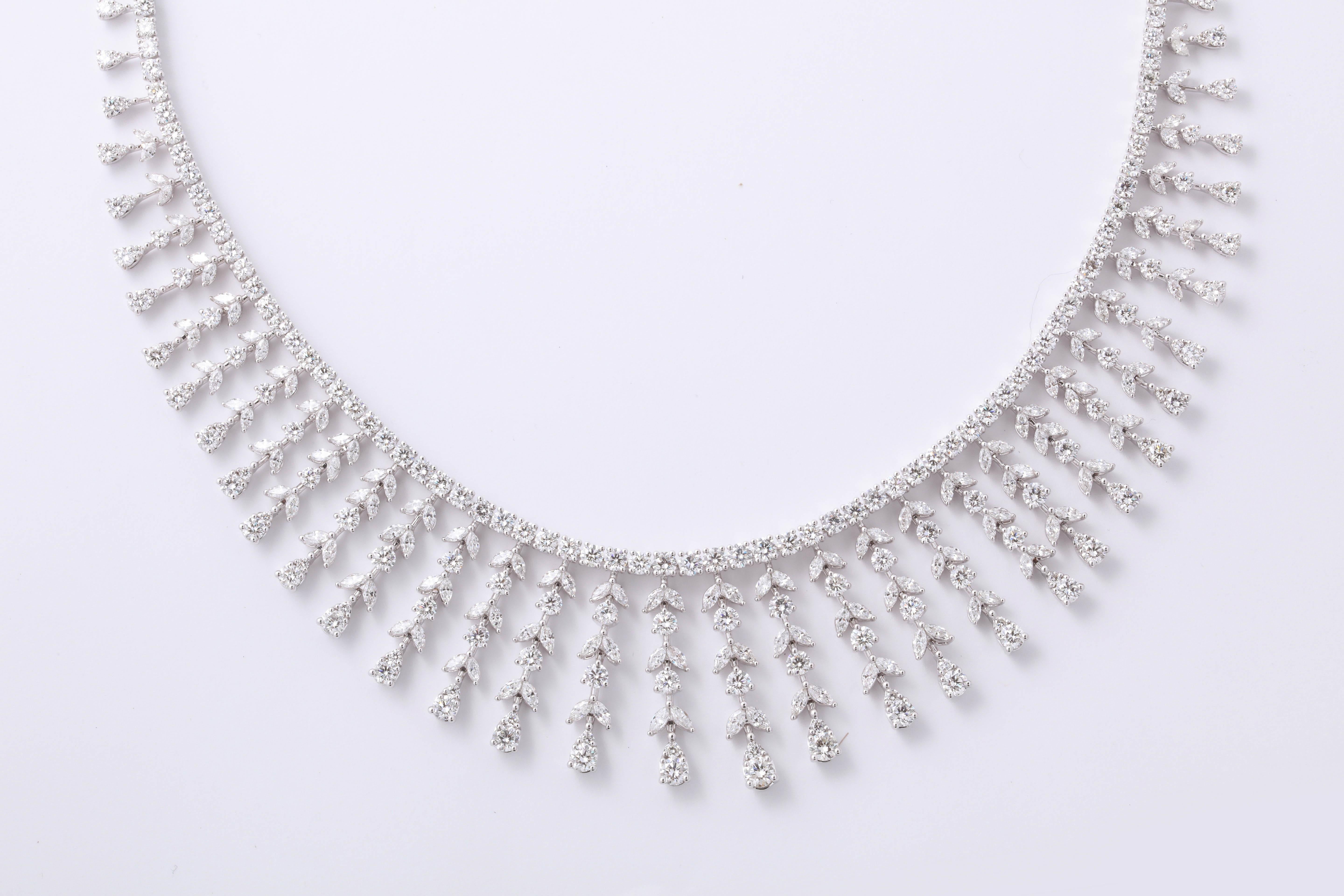 Marquise Cut Over 20 Carat Diamond Drop Necklace