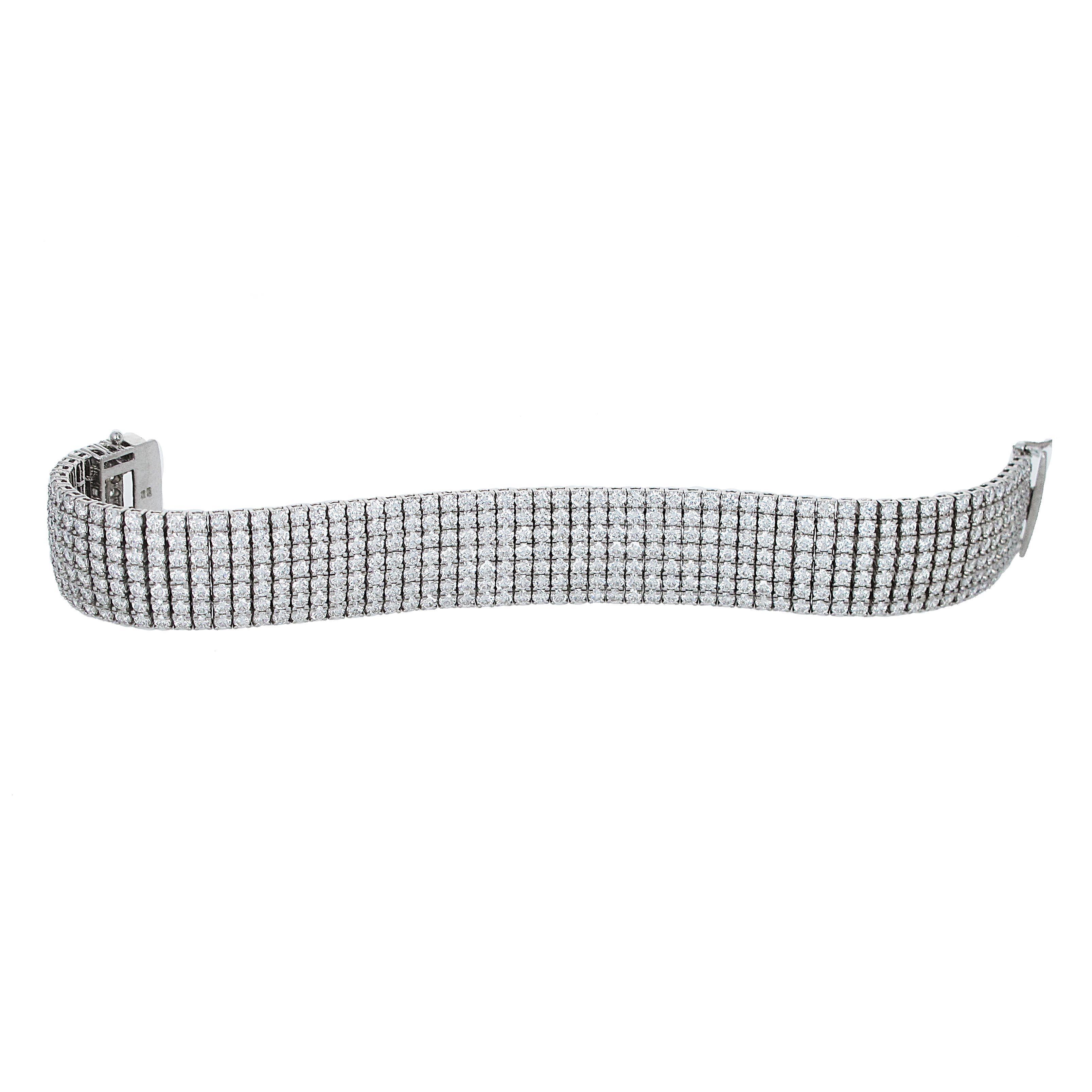 Super special well made bracelet. Over 23 carats of fine white diamonds. Count them, over 450 diamonds set in 18k white gold make this bracelet a showstopper. Comfortable enough to wear everyday, and still classy enough for a black tie event.