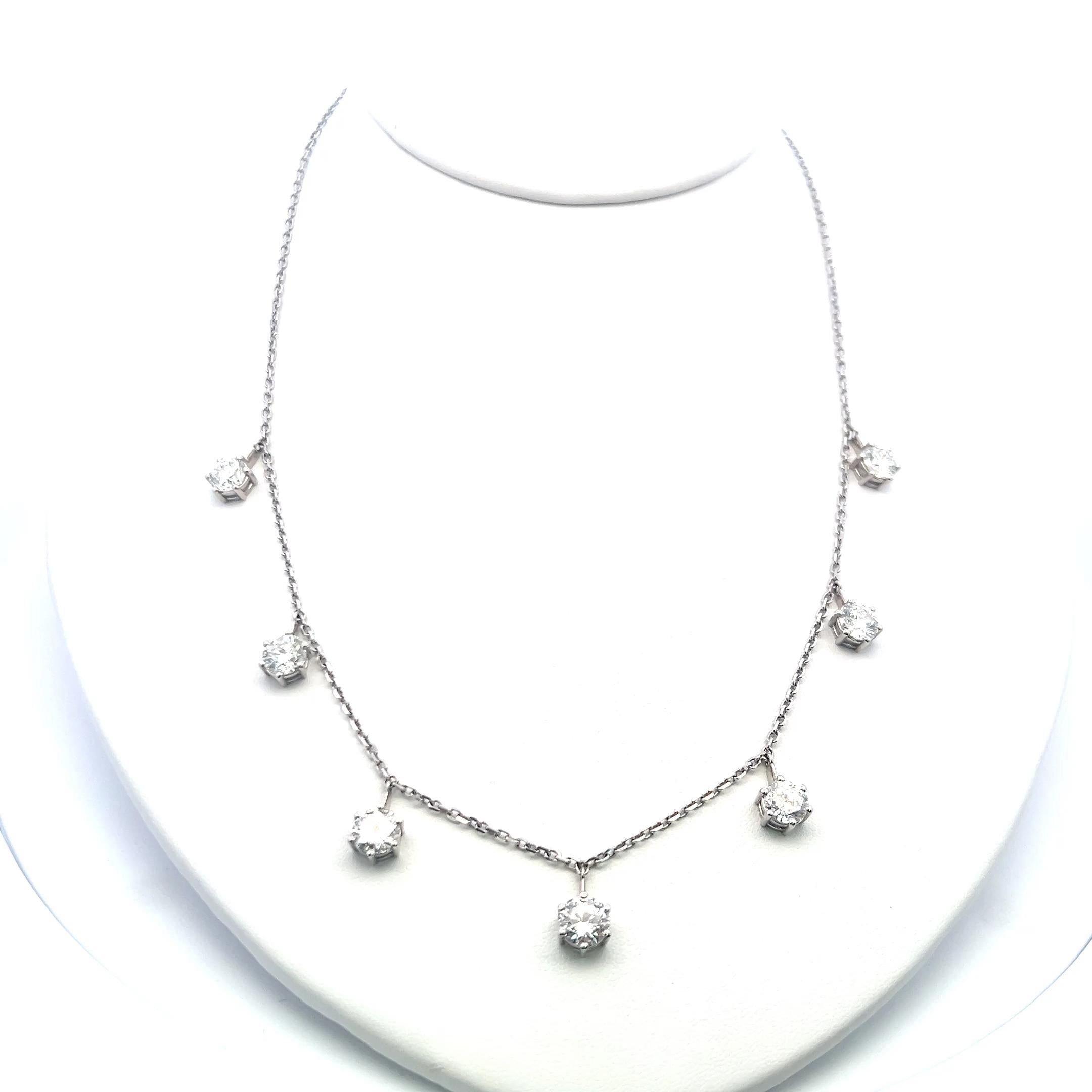 Collana con diamanti tondi e brillanti da oltre 7,20 ct in oro bianco 14K, 18 pollici In condizioni Nuovo in vendita a New York, NY