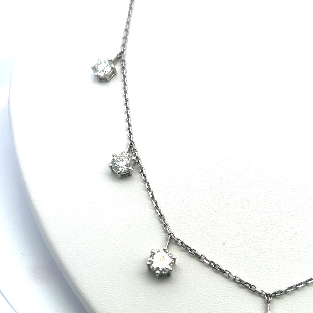 Collana con diamanti tondi e brillanti da oltre 7,20 ct in oro bianco 14K, 18 pollici in vendita 1