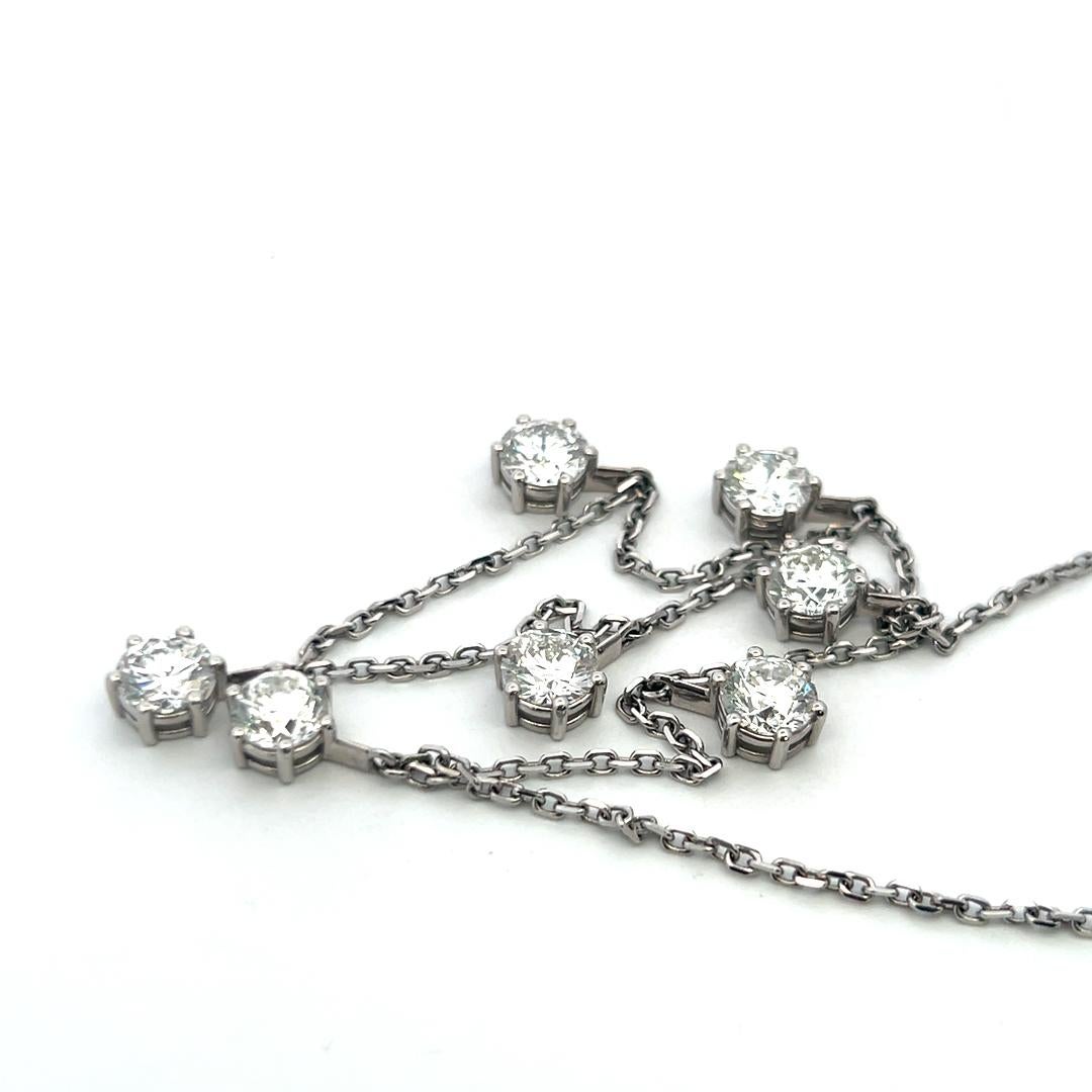 Collana con diamanti tondi e brillanti da oltre 7,20 ct in oro bianco 14K, 18 pollici in vendita 4