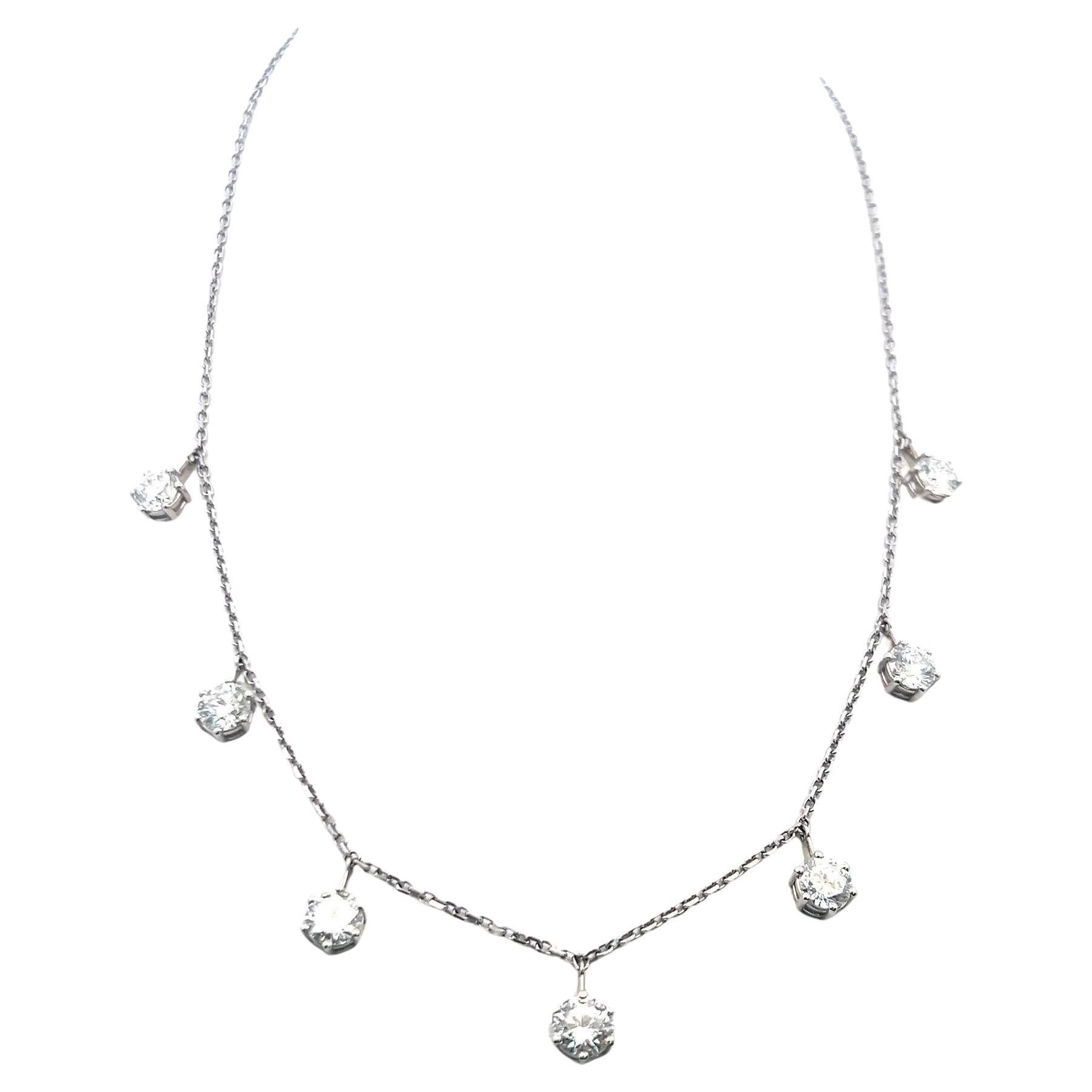 Collana con diamanti tondi e brillanti da oltre 7,20 ct in oro bianco 14K, 18 pollici in vendita