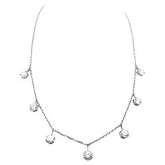 Over 7.20 Ct Round Brilliant Diamond Drop Necklace in 14K White Gold, 18 Inch