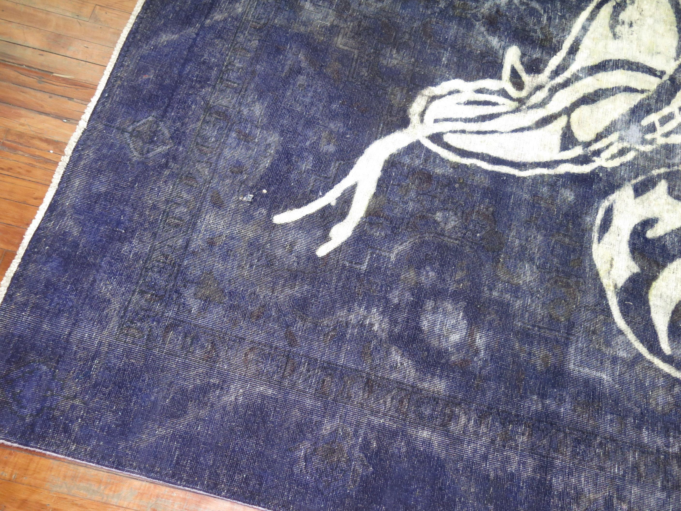Hand-Knotted Over-Dyed Slithering Snake Rug
