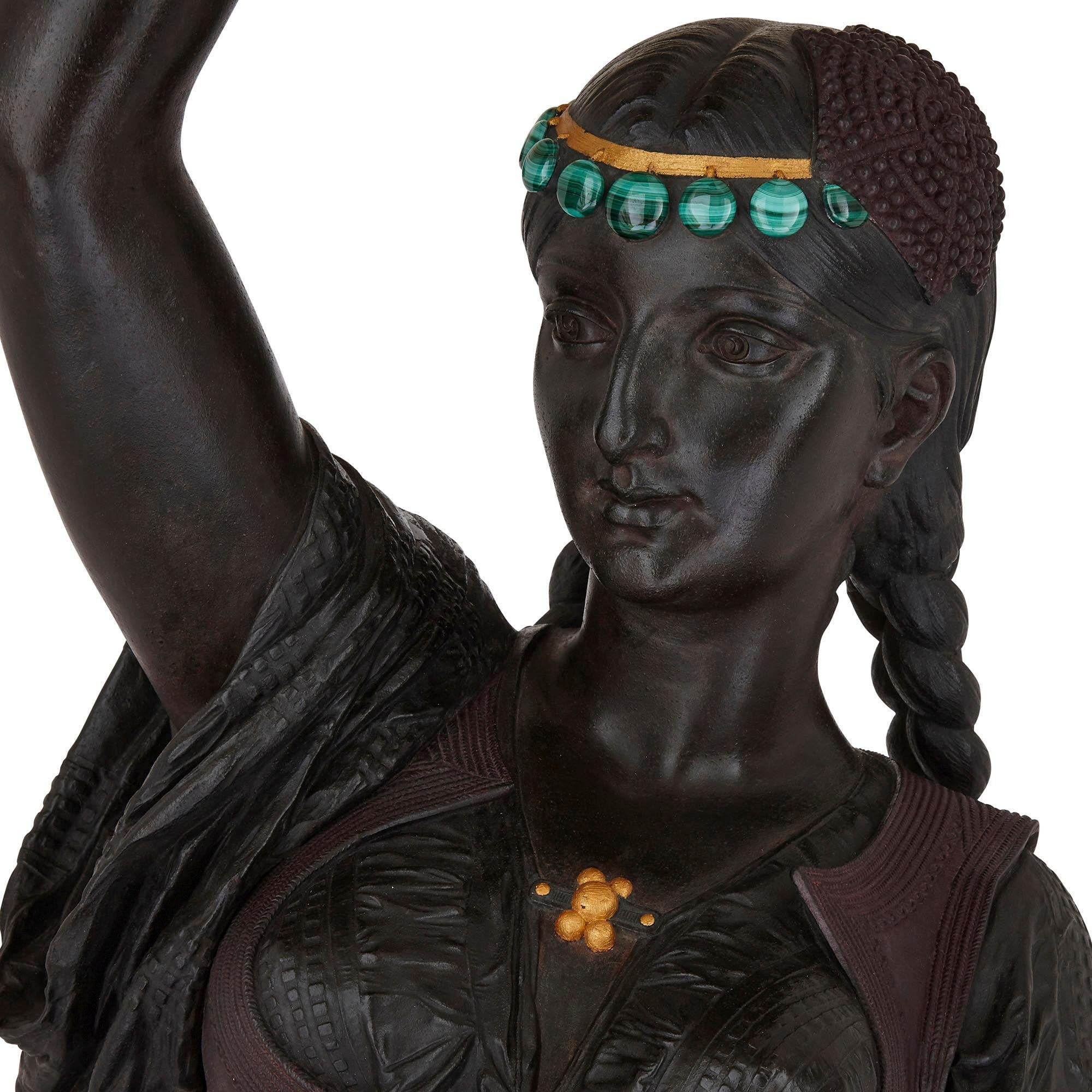 Belle Époque Over Life-Size Bronze Sculpture of an Orientalist Female Figure For Sale