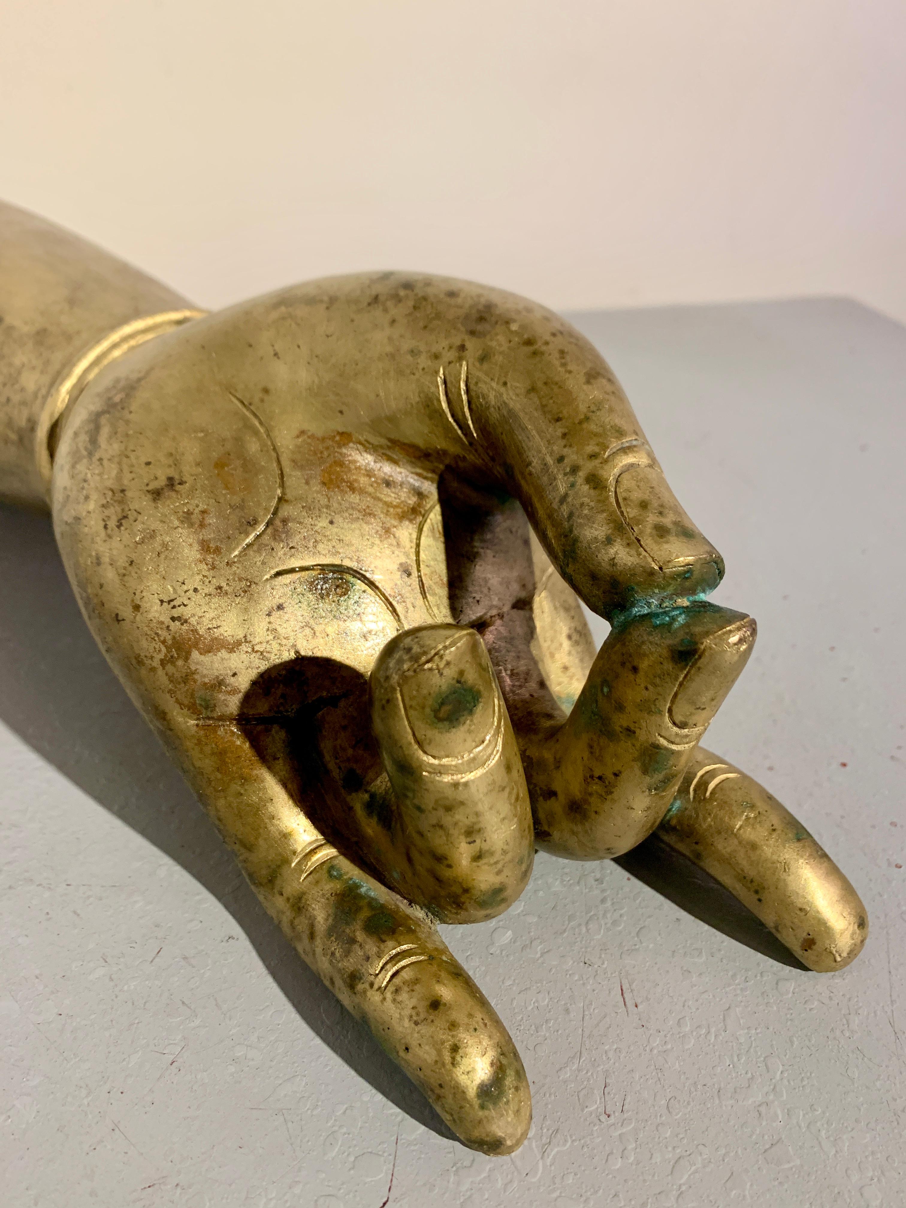 Over Life-Size Tibetan Gilt Bronze Arm of a Bodhisattva, Late 19th Century For Sale 9