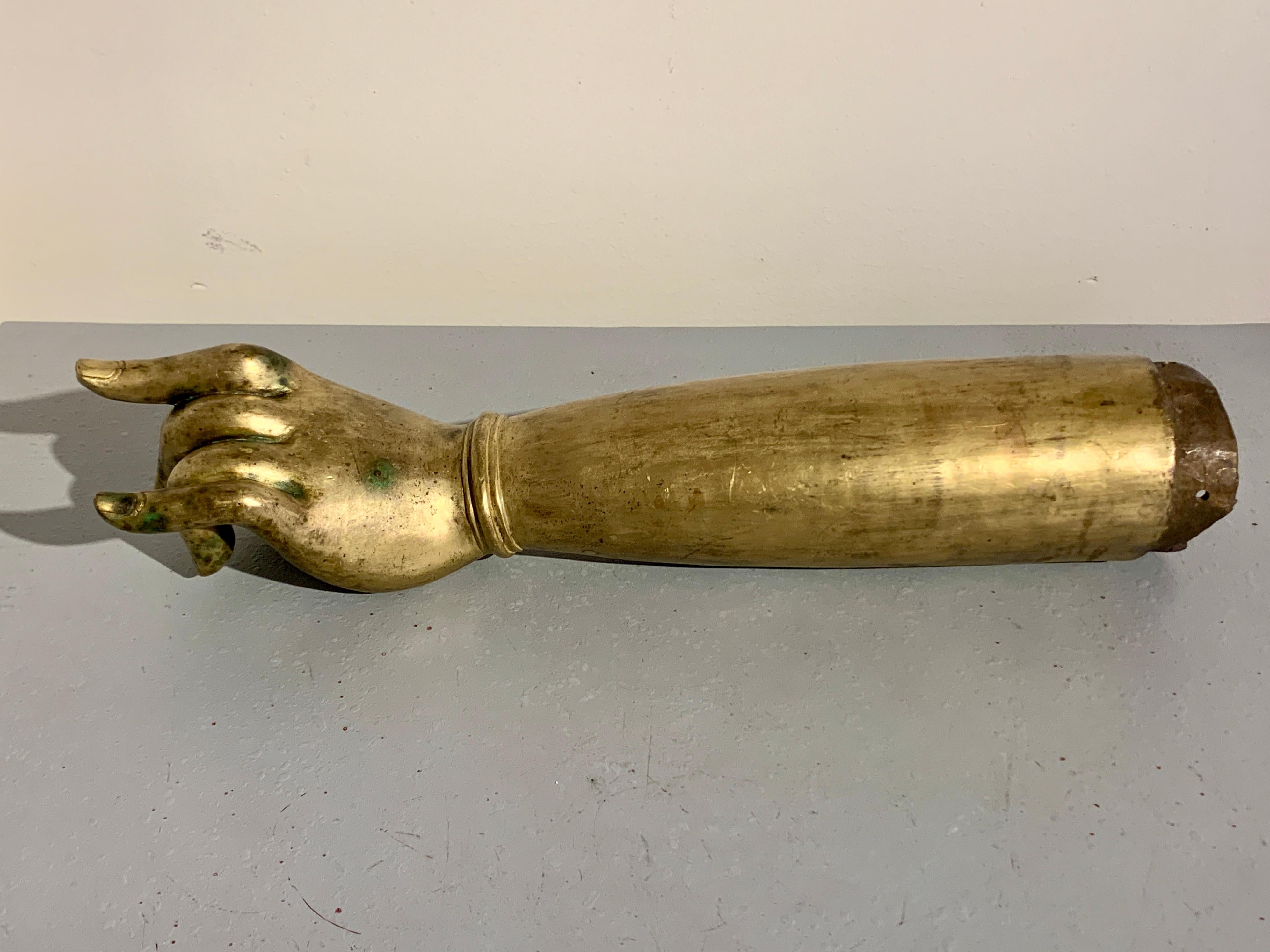 Over Life-Size Tibetan Gilt Bronze Arm of a Bodhisattva, Late 19th Century For Sale 12