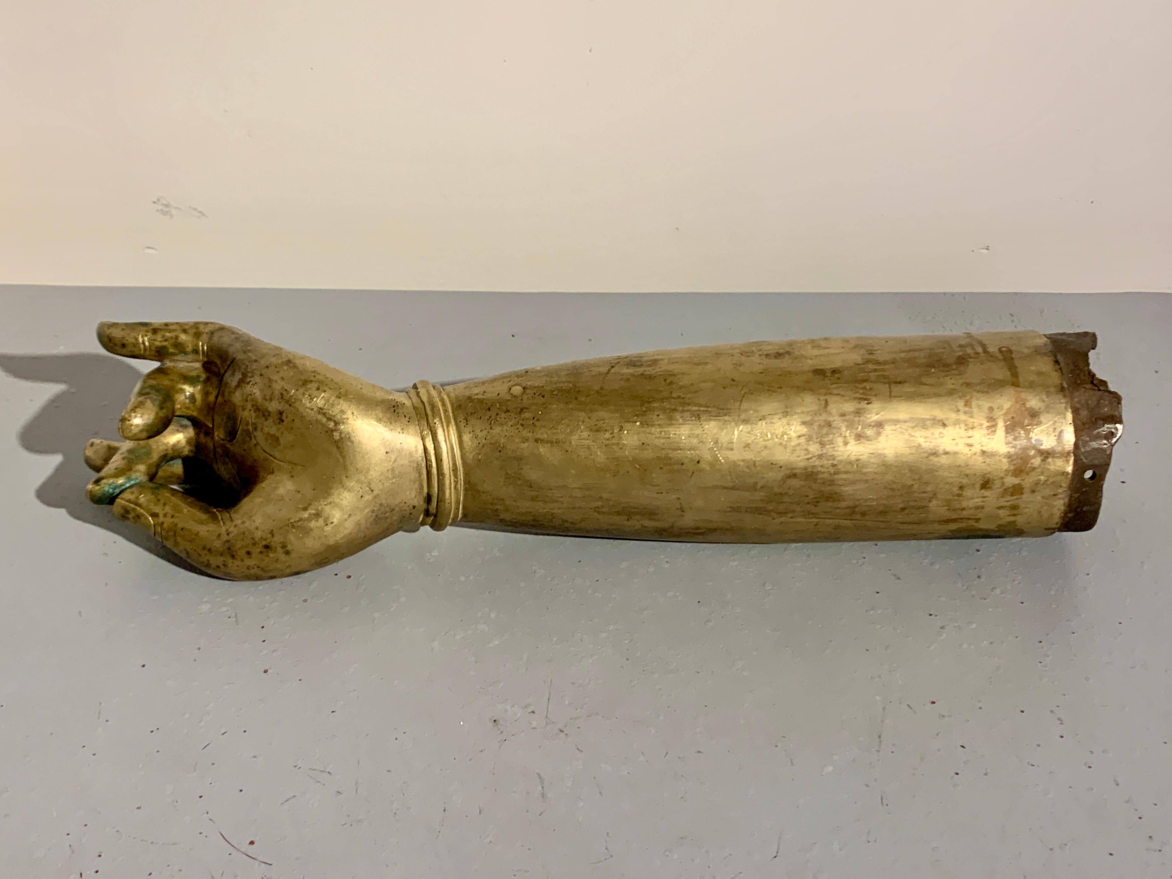 Over Life-Size Tibetan Gilt Bronze Arm of a Bodhisattva, Late 19th Century For Sale 13