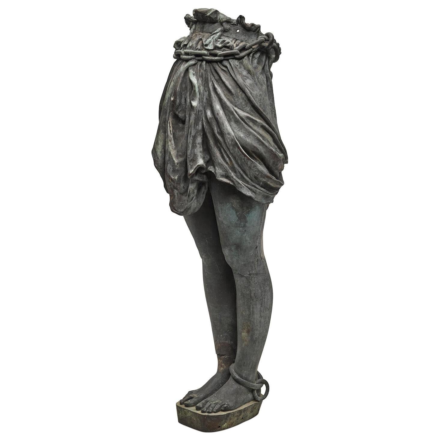 Over-Lifesize Patinated Bronze Greco Roman Standing Half-Figure of Andromeda For Sale