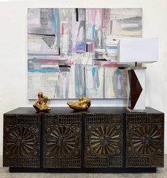 Over-scale Signed 1980s Modern Abstract Painting on Canvas