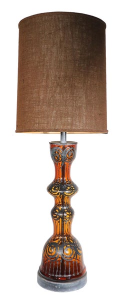 Over Scale Silver Overlay Glass Table Lamp, c. 1950-1970's