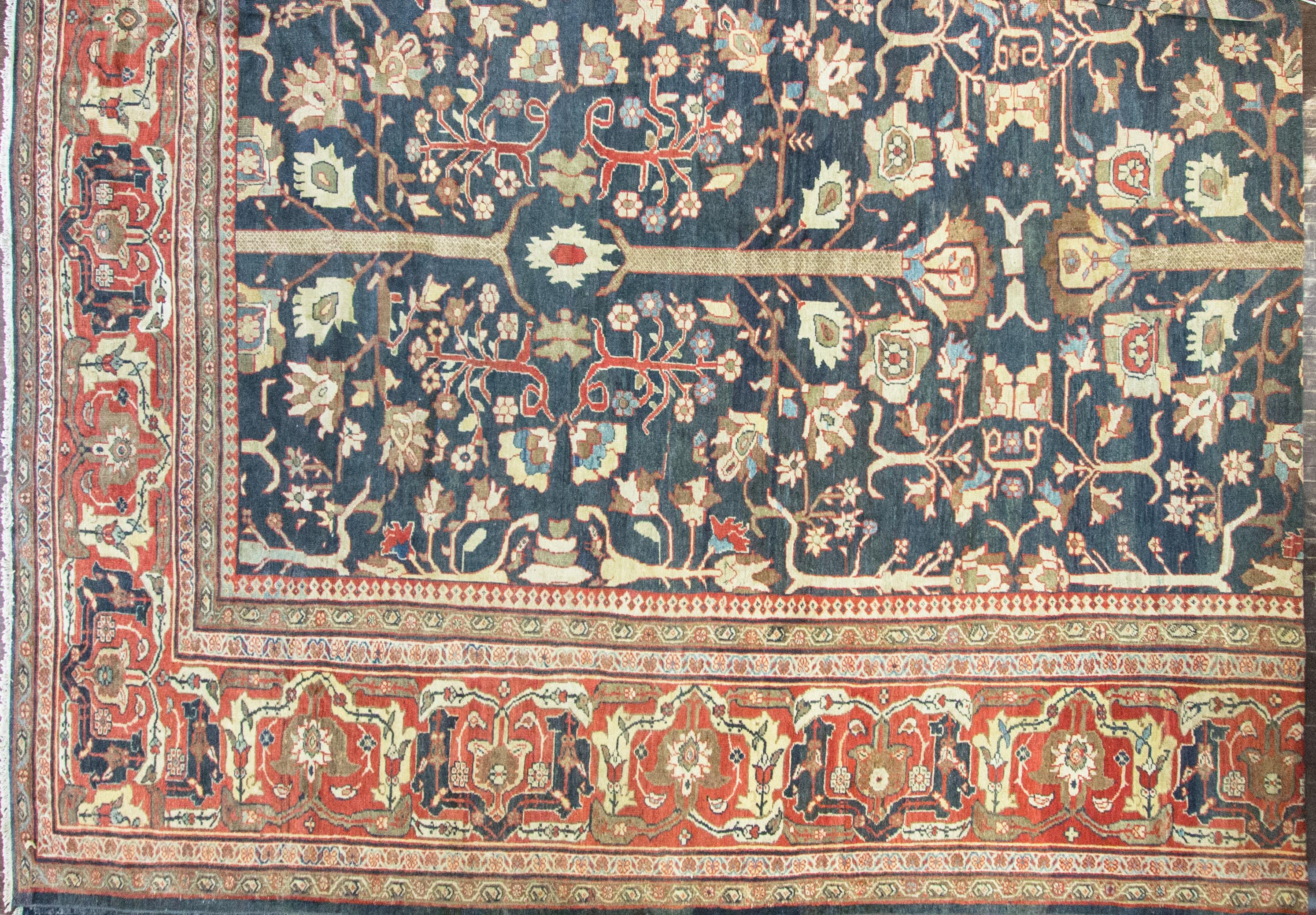 Hand-Knotted over Size Antique Tree of Life  Persian Sultanabad, Mahal Carpet, 14' x 27' For Sale