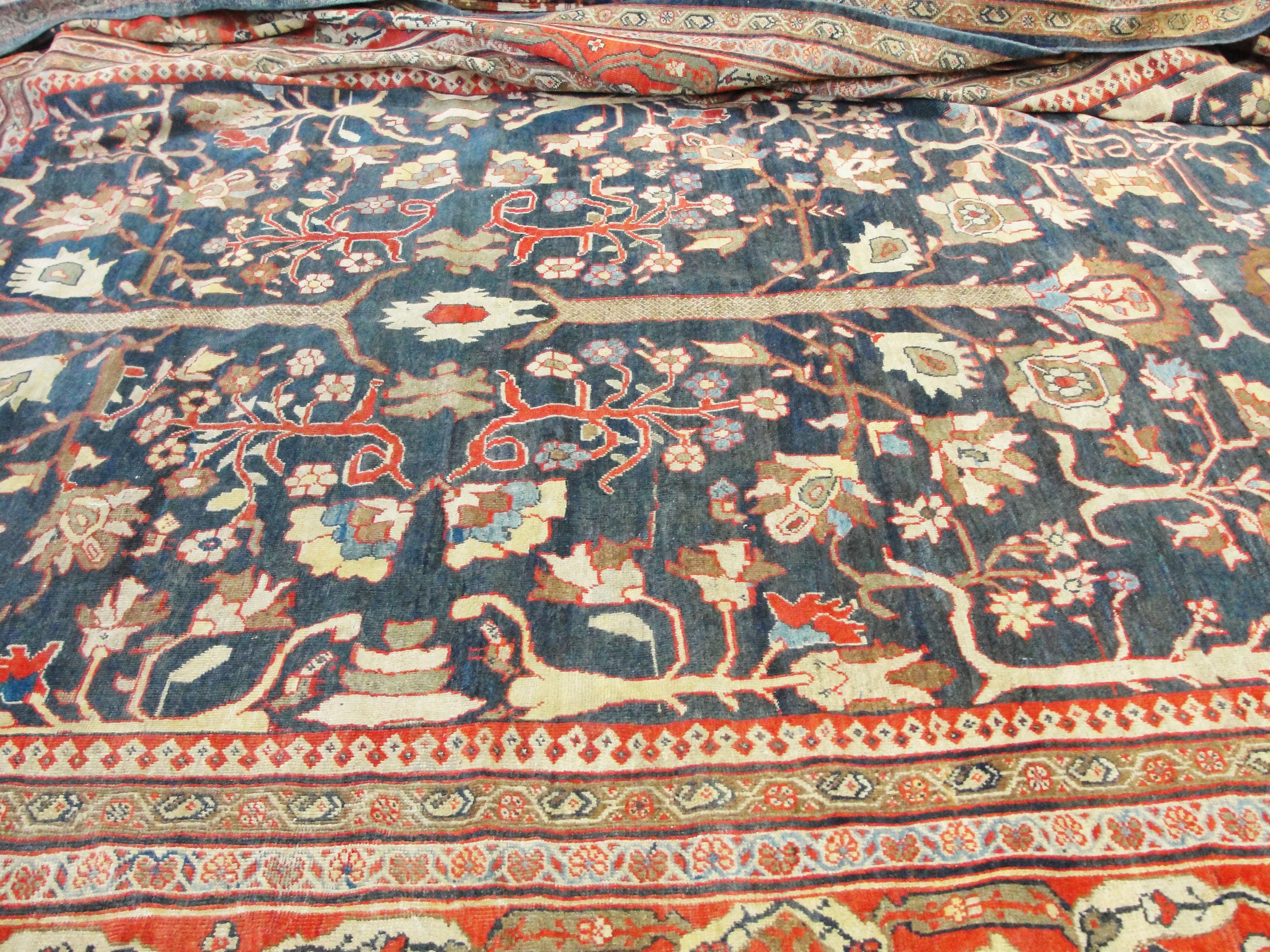 over Size Antique Tree of Life  Persian Sultanabad, Mahal Carpet, 14' x 27' In Good Condition For Sale In Evanston, IL