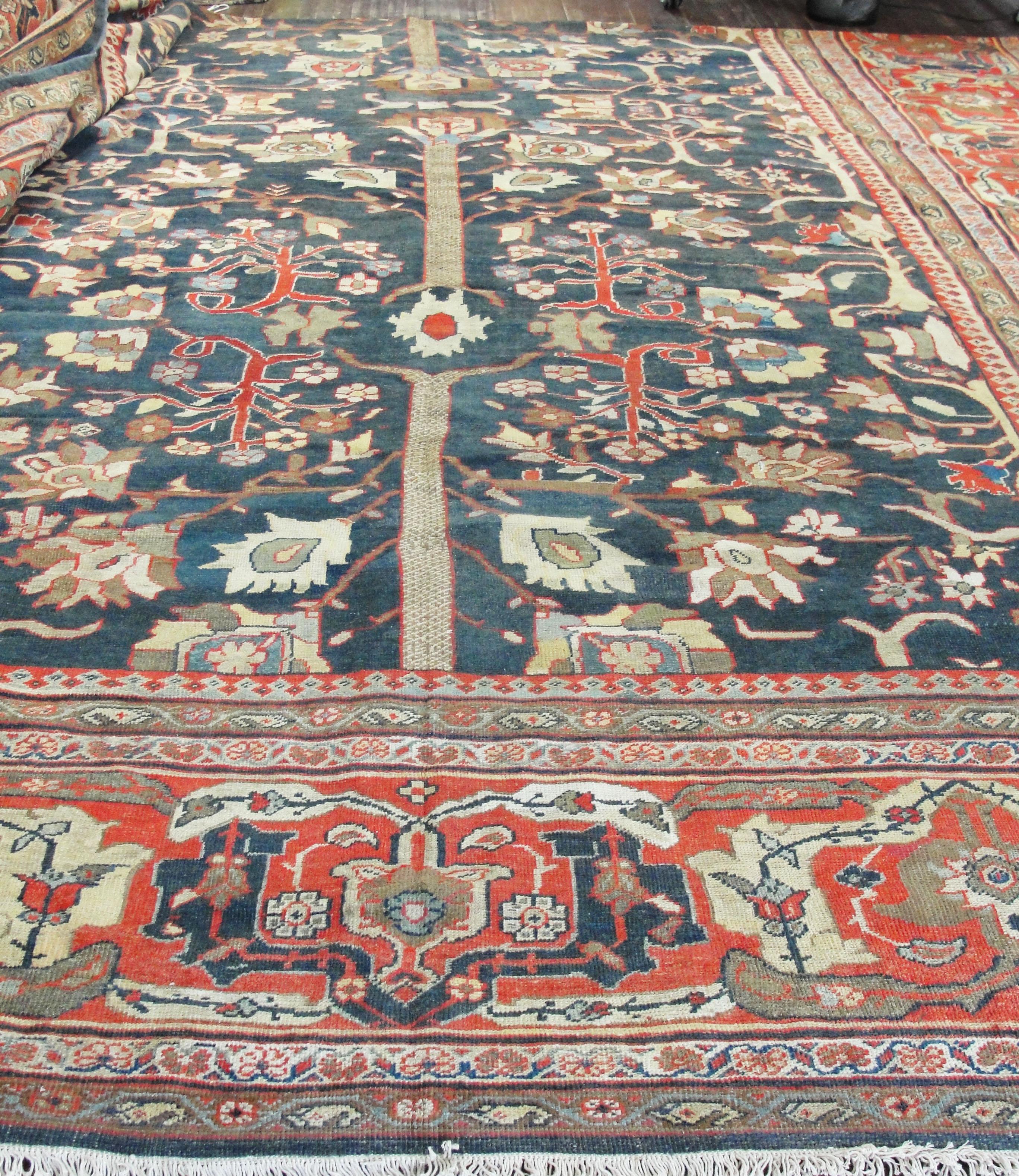 over Size Antique Tree of Life  Persian Sultanabad, Mahal Carpet, 14' x 27' For Sale 2