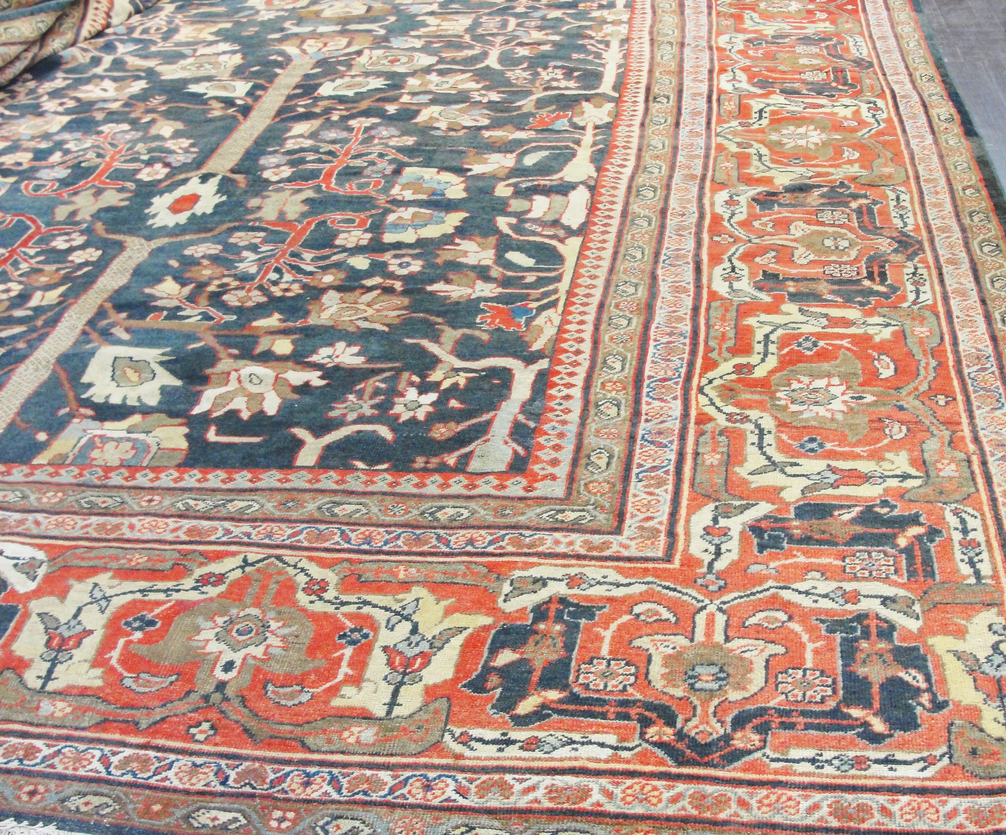 over Size Antique Tree of Life  Persian Sultanabad, Mahal Carpet, 14' x 27' For Sale 3