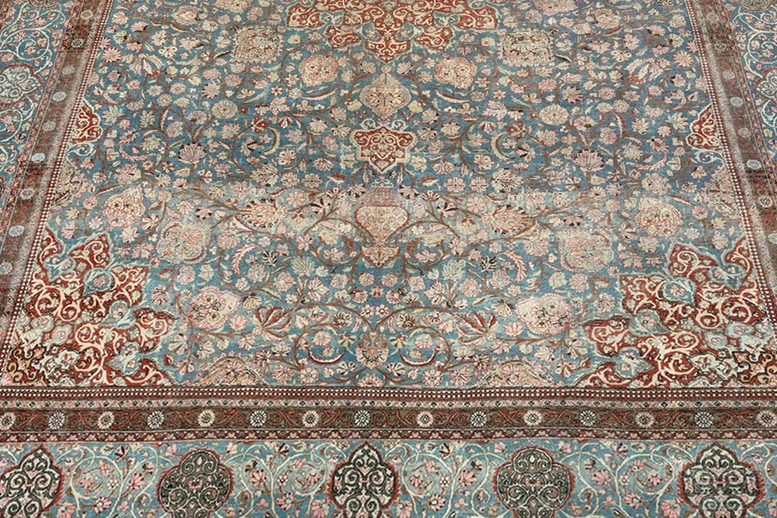 Over Size Vorleger -Tabriz Masterpiece - Blau & Braun (Handgewebt) im Angebot
