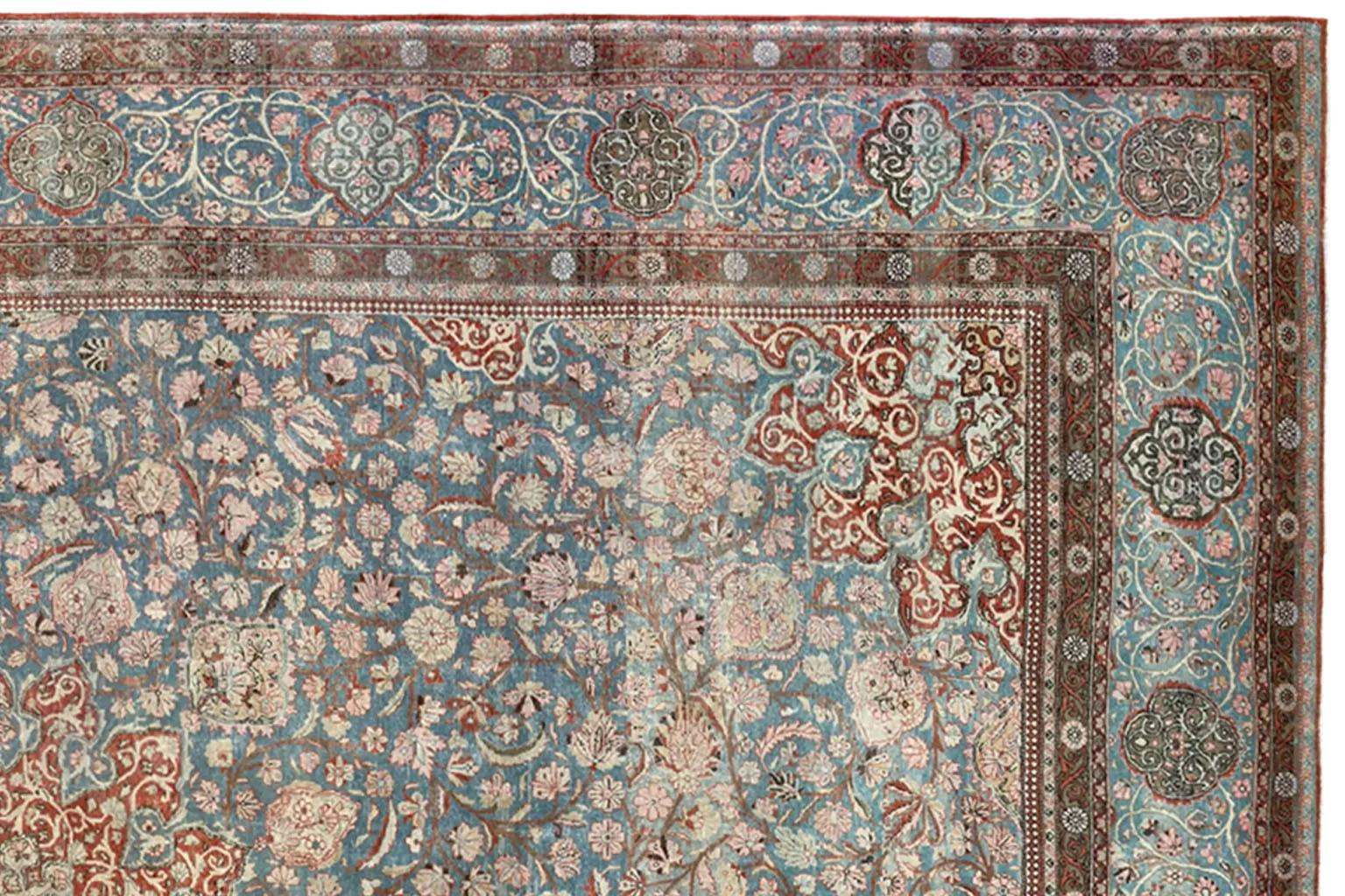 Over Size Vorleger -Tabriz Masterpiece - Blau & Braun im Zustand „Hervorragend“ im Angebot in Dallas, TX