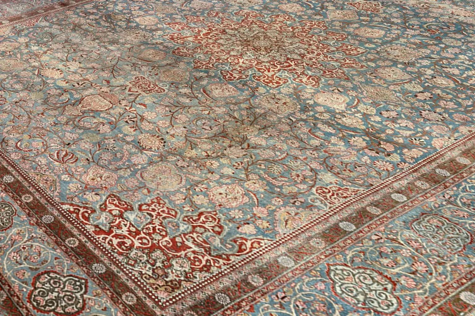 Over Size Vorleger -Tabriz Masterpiece - Blau & Braun (Wolle) im Angebot