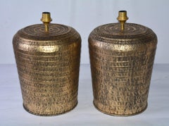 Over Size Gold Toned Metal Base Jar Lamps