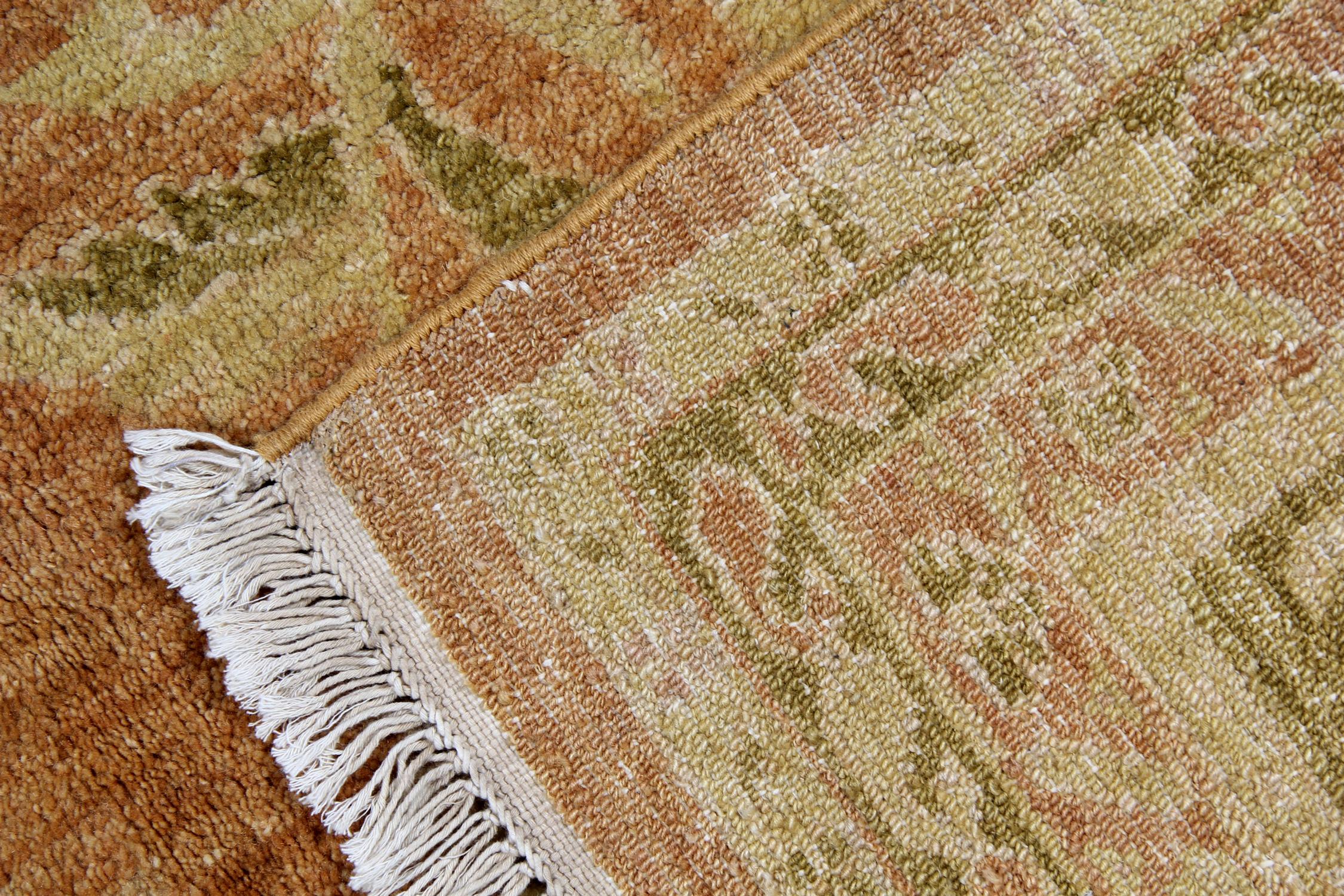 Orientalischer Teppich in Übergröße, indischer Teppich, antike Teppiche, Ziegler-Stil, Goldteppich CHR28 (Handgeknüpft) im Angebot