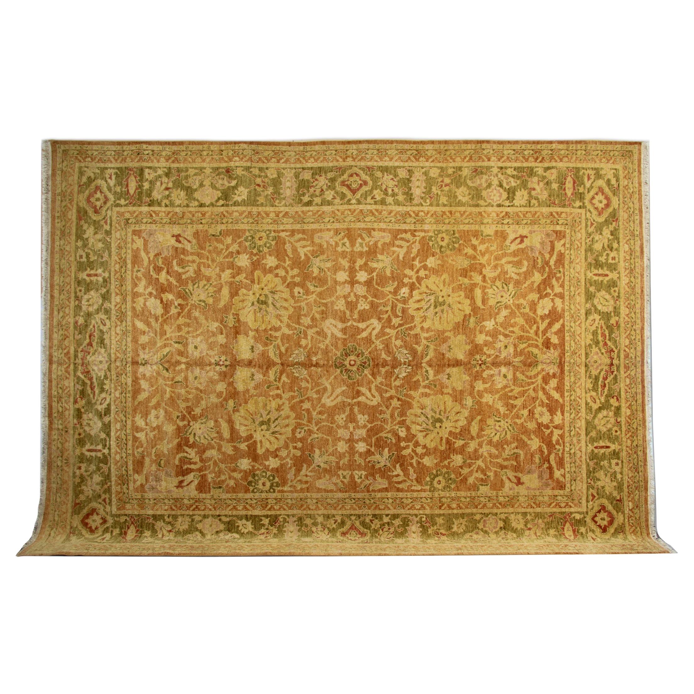 Übergroßer indischer Orientteppich, antike Teppiche, Teppiche im Ziegler-Stil, Goldteppiche