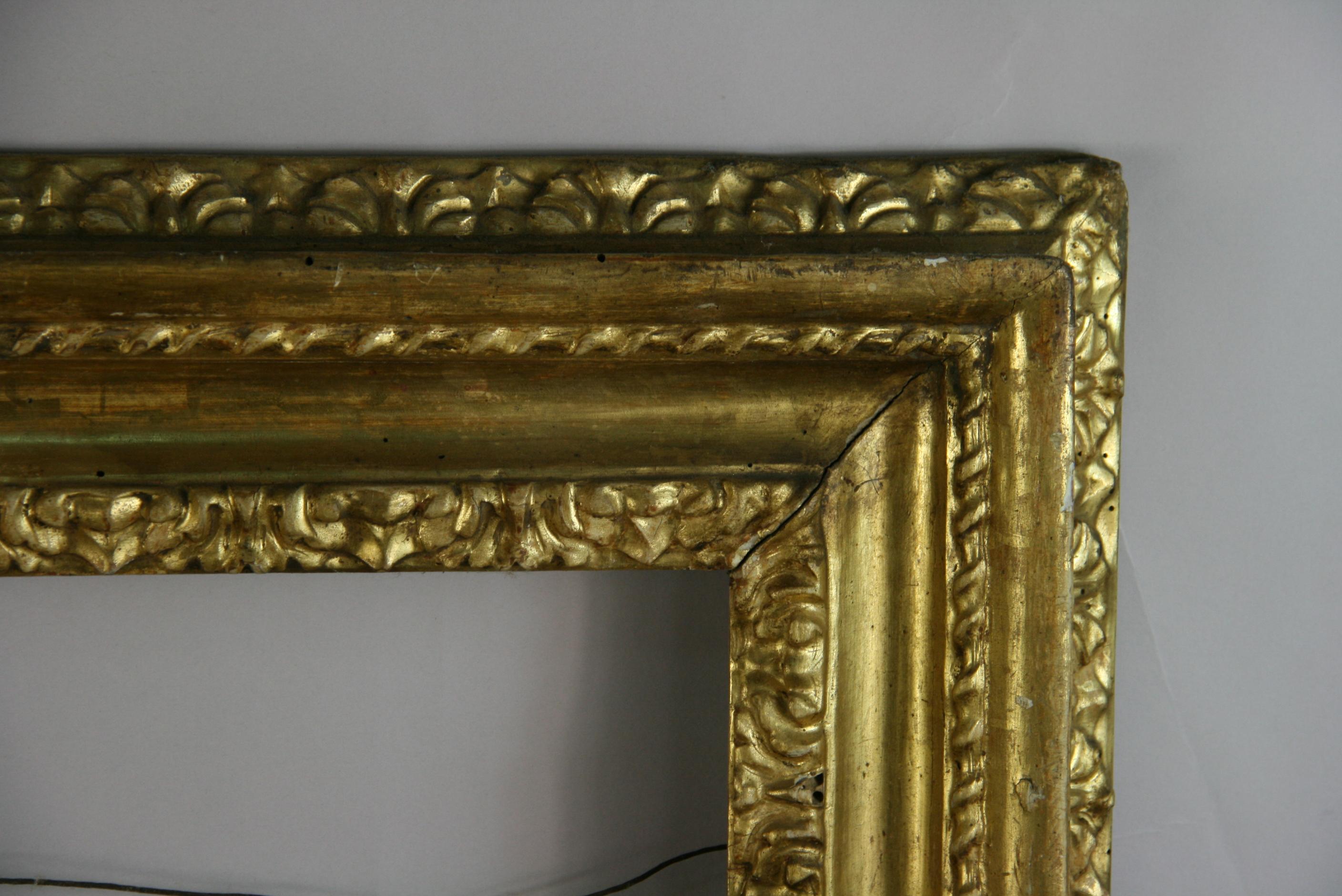 over Sized 19th Century Italian Water Giltwood Frame For Sale 1