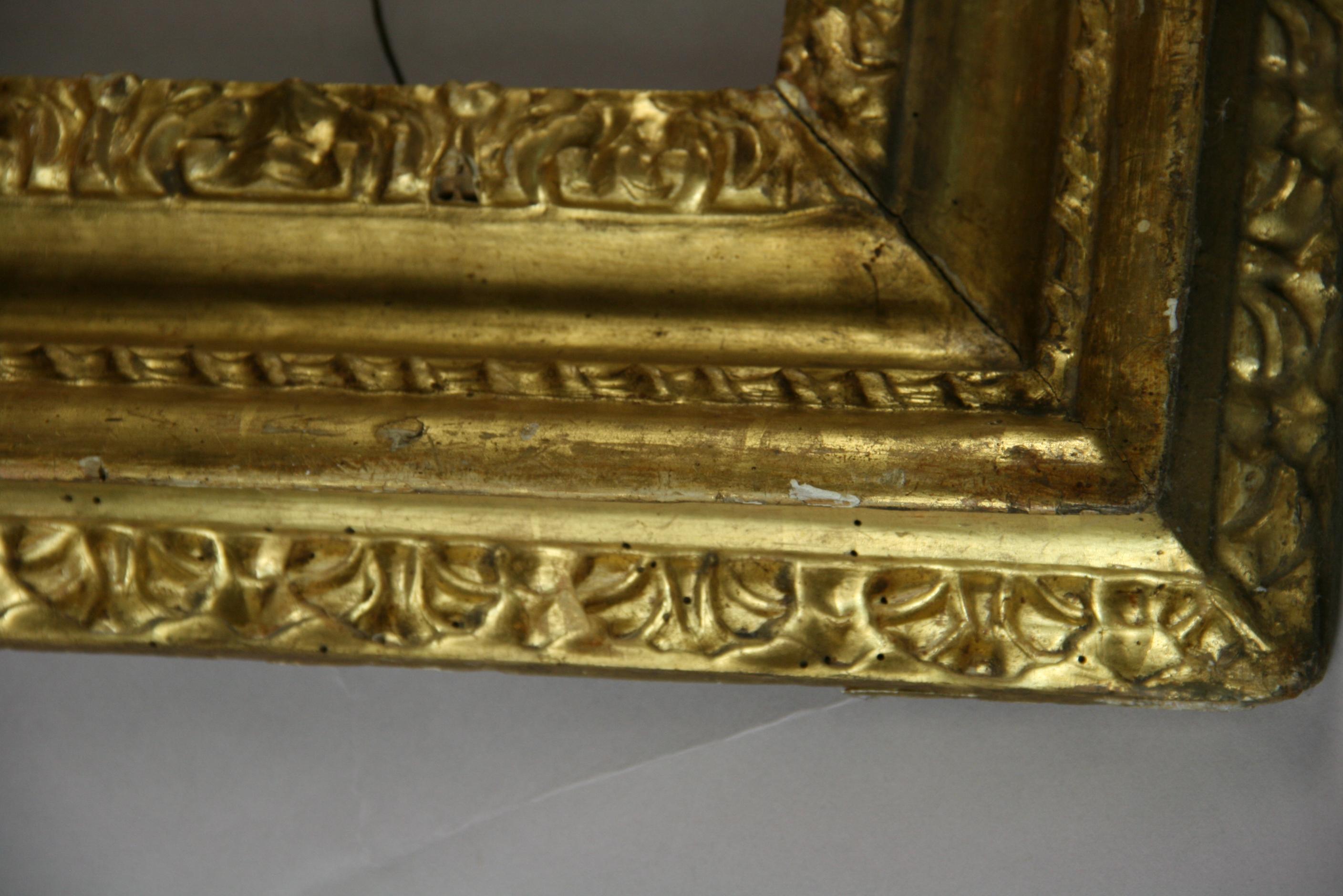 Cadre surdimensionné en bois doré à l'eau italien du 19e siècle en vente 2