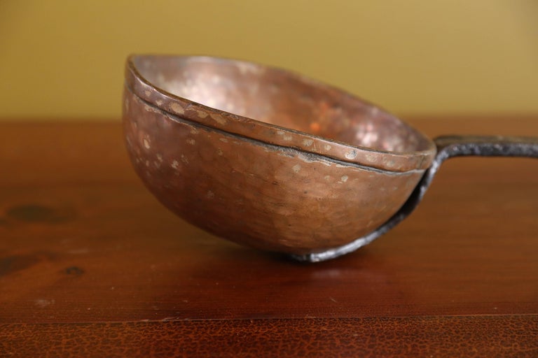 Oversized Antique Copper and Iron Ladle For Sale at 1stDibs
