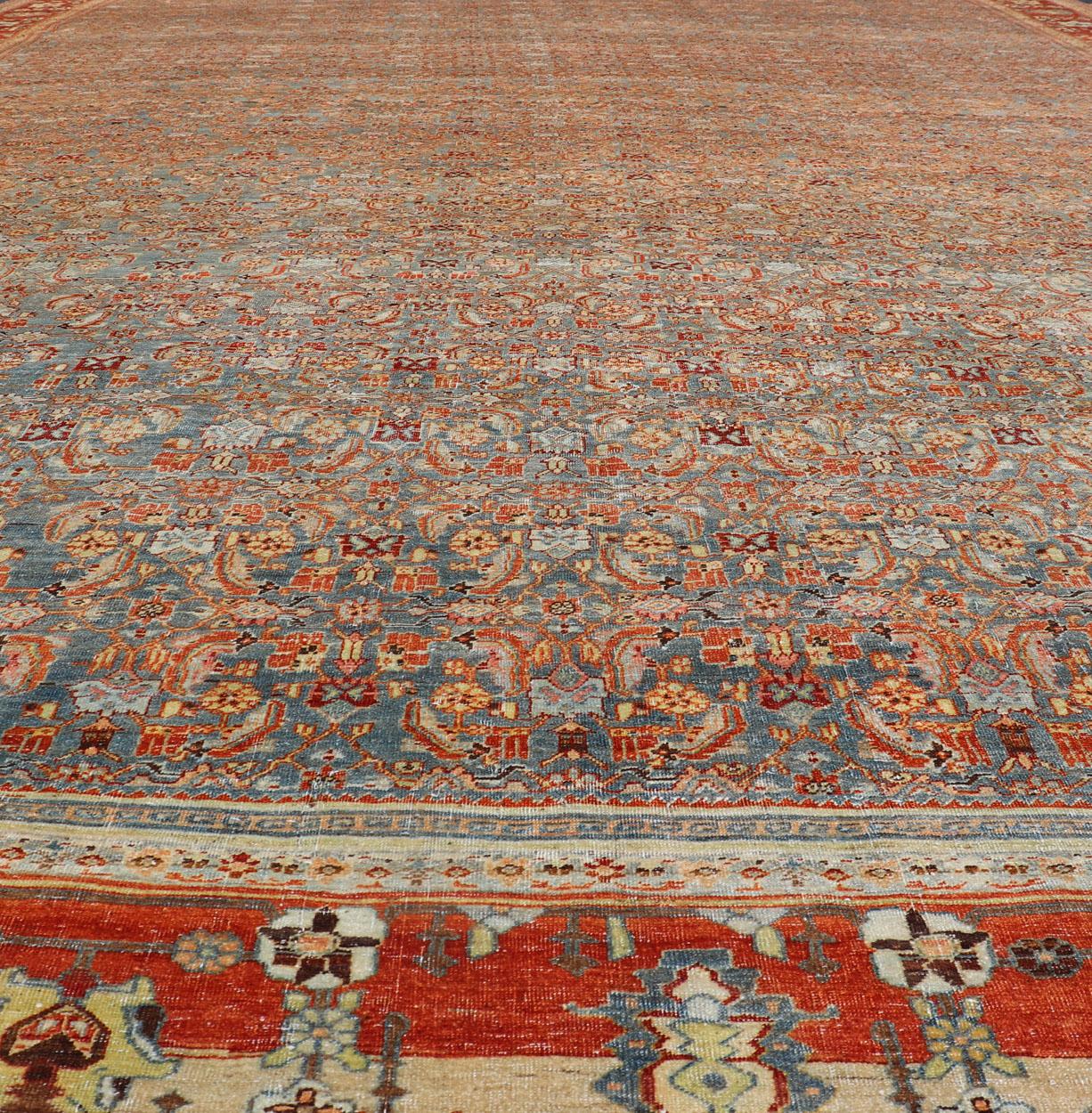 Over sized Antique Persian Bidjar Rug in Herati Design by Keivan Woven Arts For Sale 10